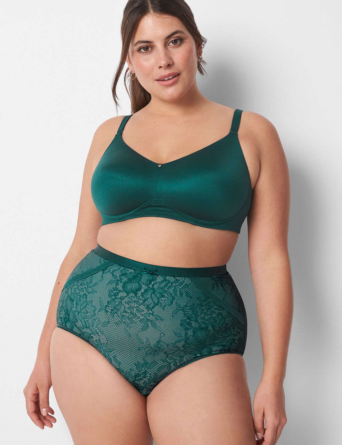 Plus Size Emerald Green High Hopes Bra & High Waist Panty Set