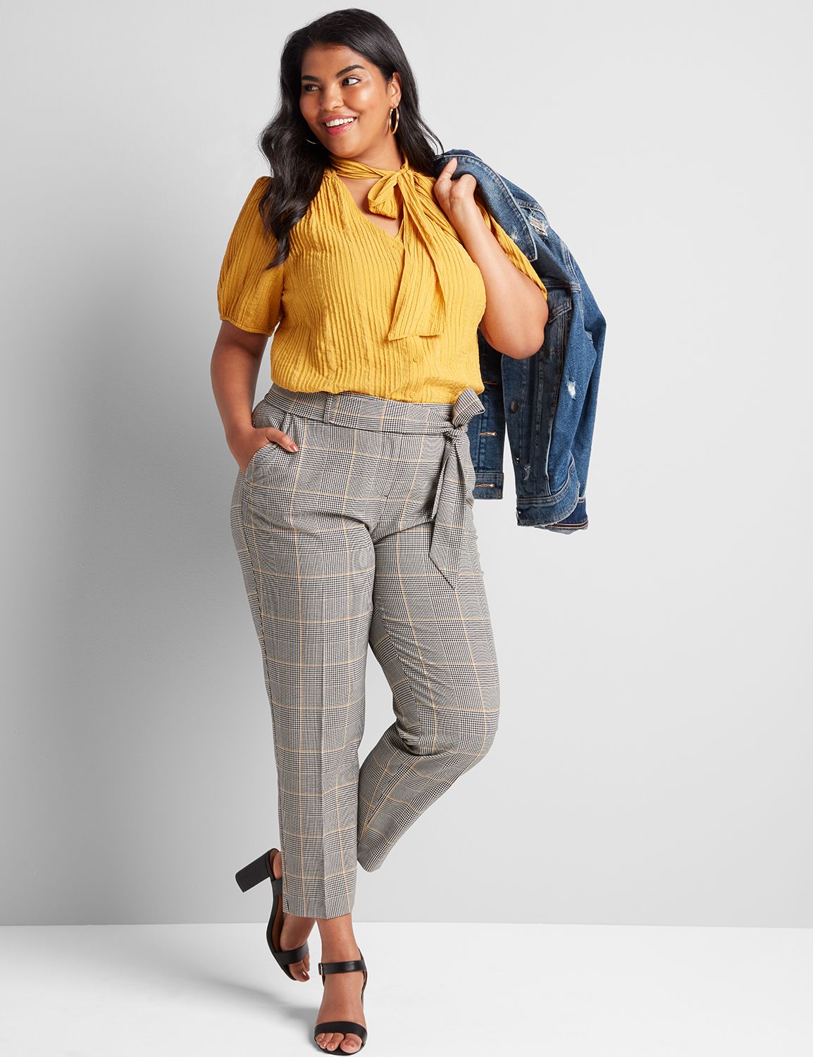 Plaid Belted Magic Waistband Ankle 1114467