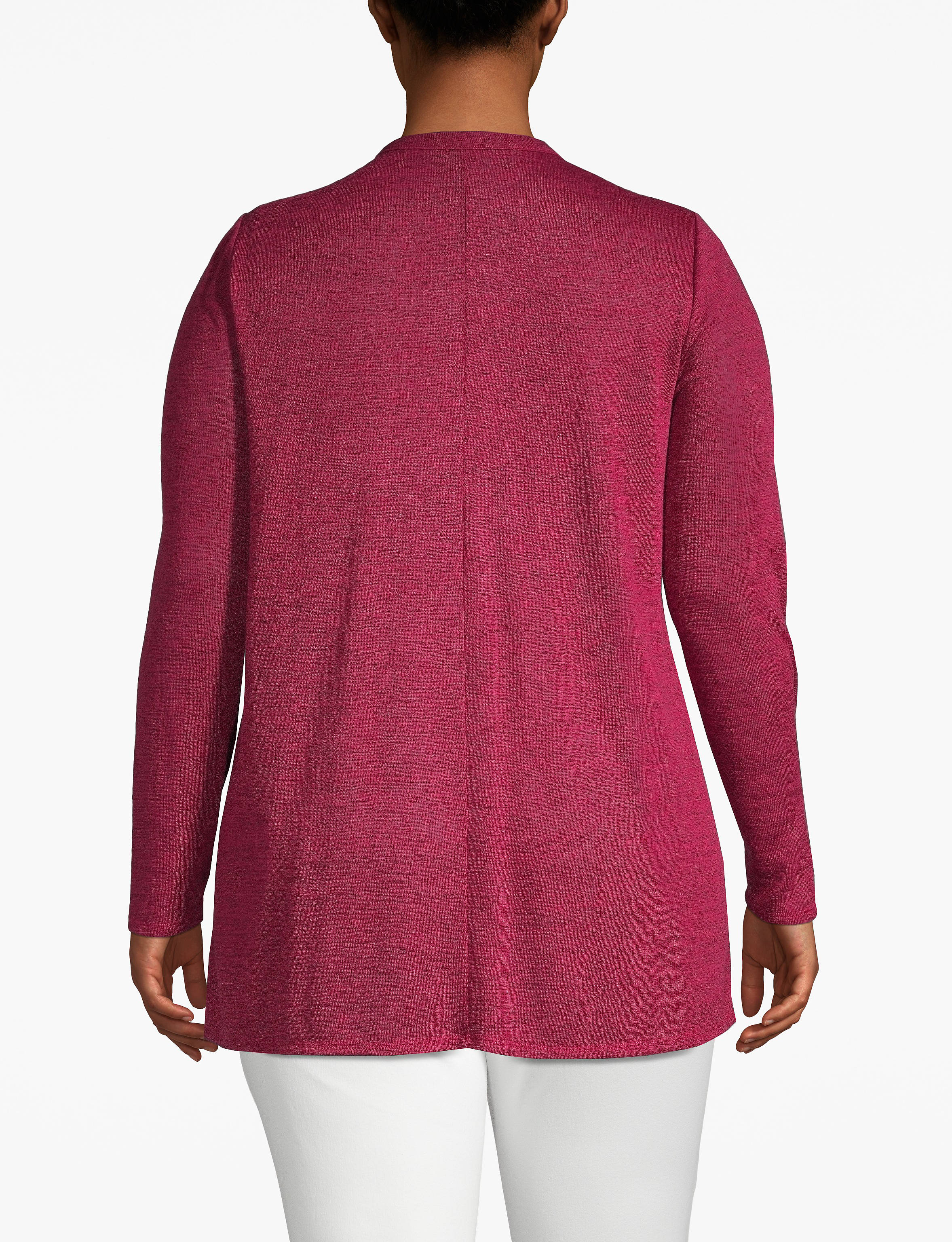 3/4 Sleeve Button Front Pocket Hacci Cardigan:PANTONE Beet Red:10/12 Product Image 2