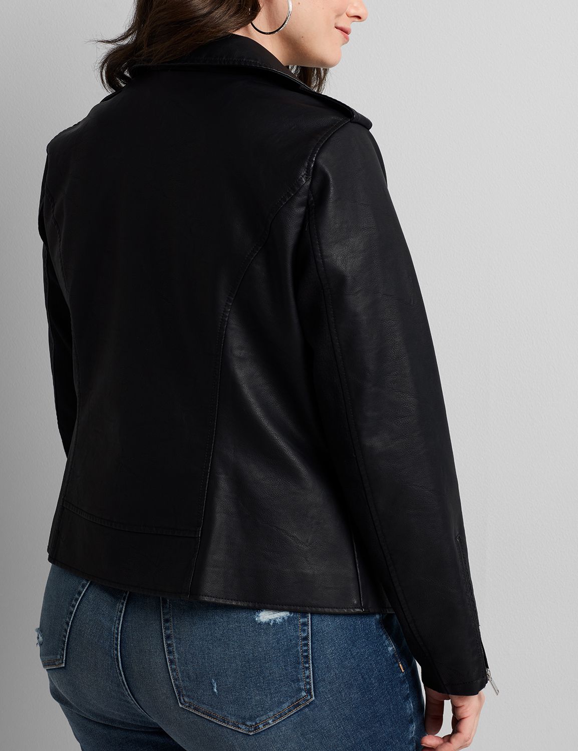 Pleather Moto Jacket 1116324:Pitch Black LB 1000322:18/20 Product Image 2