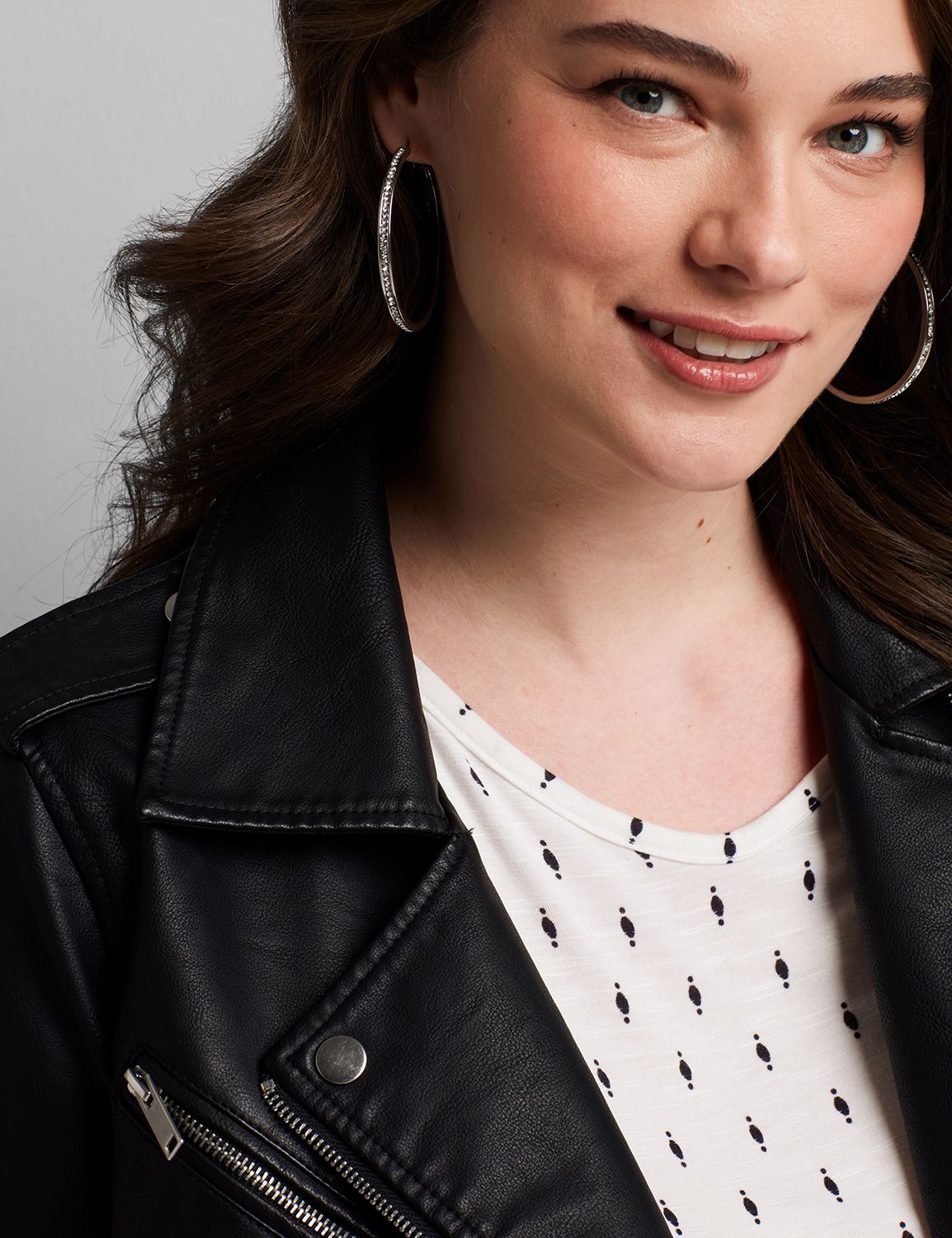 Pleather Moto Jacket 1116324:Pitch Black LB 1000322:18/20 Product Image 4