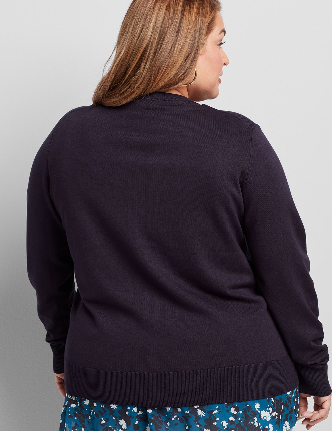 Long Sleeve Crew Neck Button Modern Front Cardigan 1116316:PANTONE Night Sky:14/16 Product Image 2
