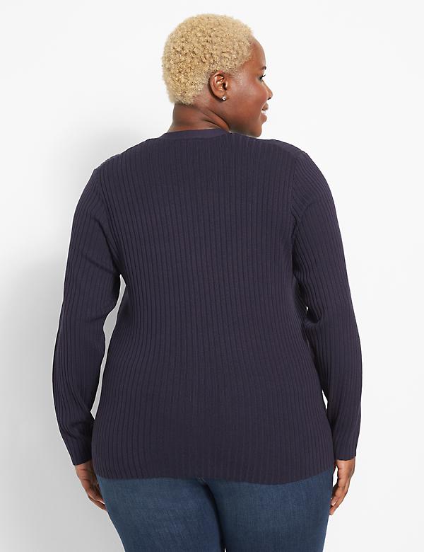 Ribbed Button-Front Cardigan