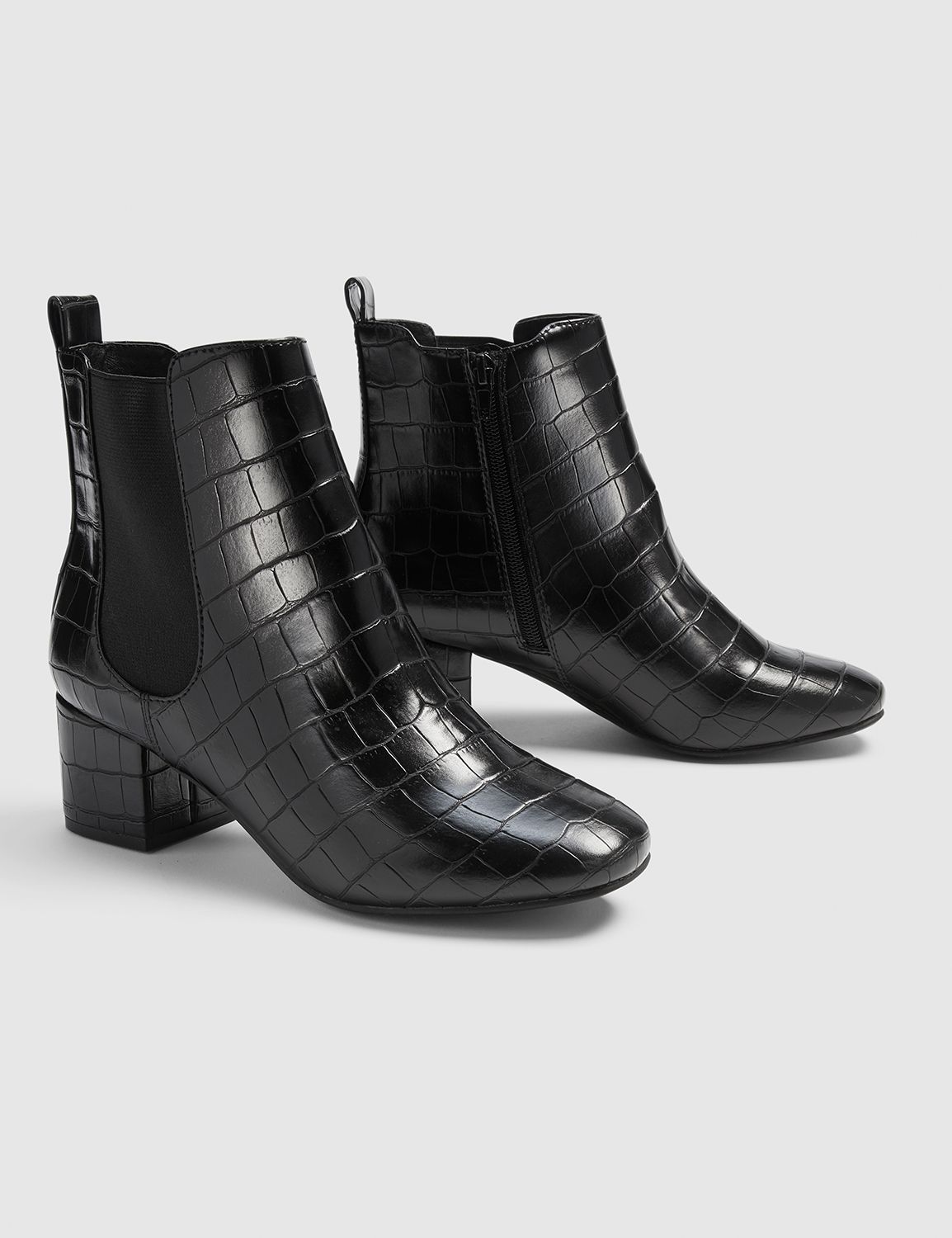 bria croc embossed platform chelsea bootie