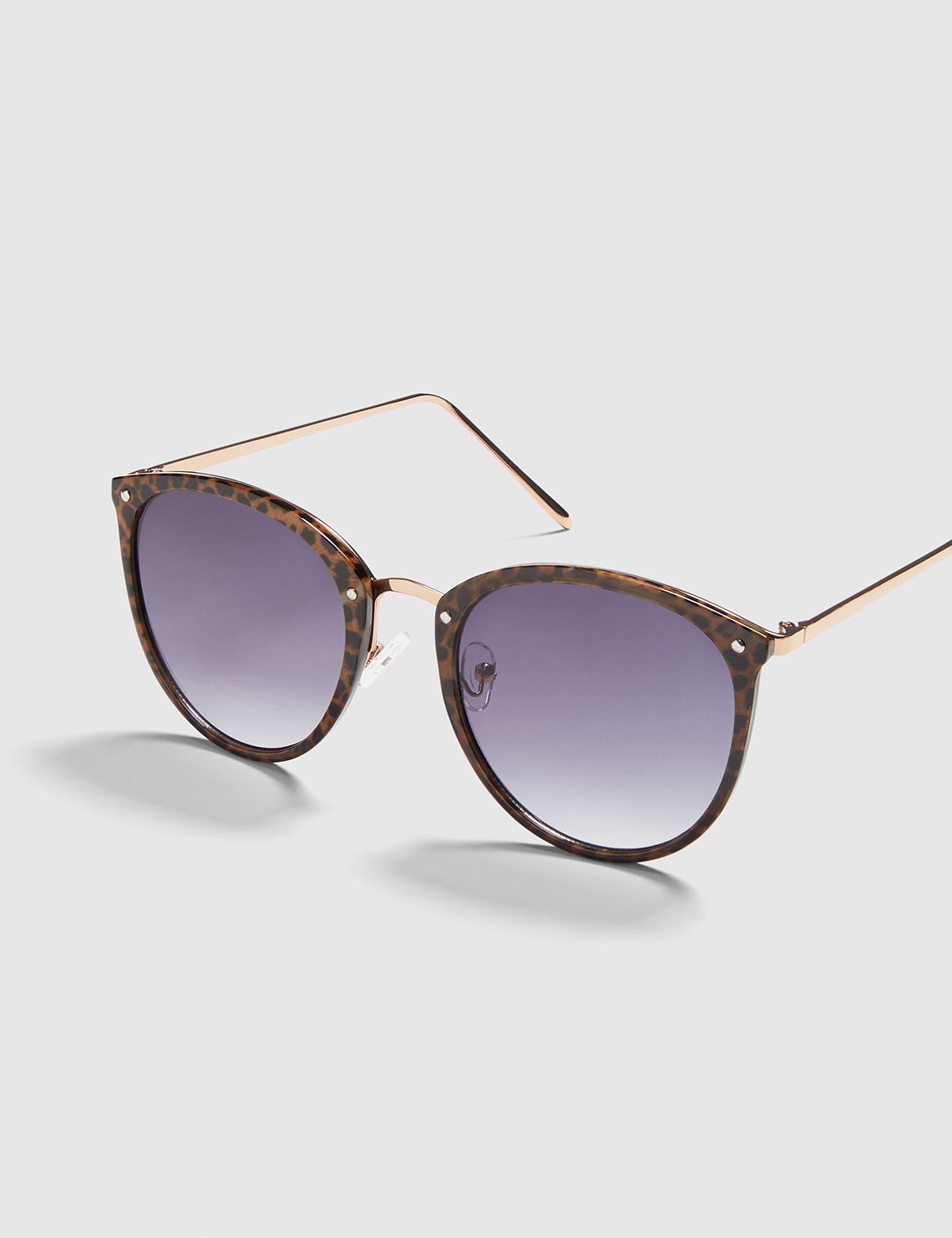 Image of Lane Bryant Women's Animal Print Round Cateye Sunglasses ONESZ Black