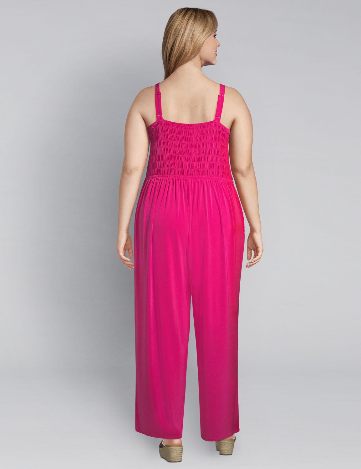 1113439 SLVLS SMOCKED WIDE LEG JUMPSUIT:Magenta Cosmo CSI 0302946:14/16 Product Image 2