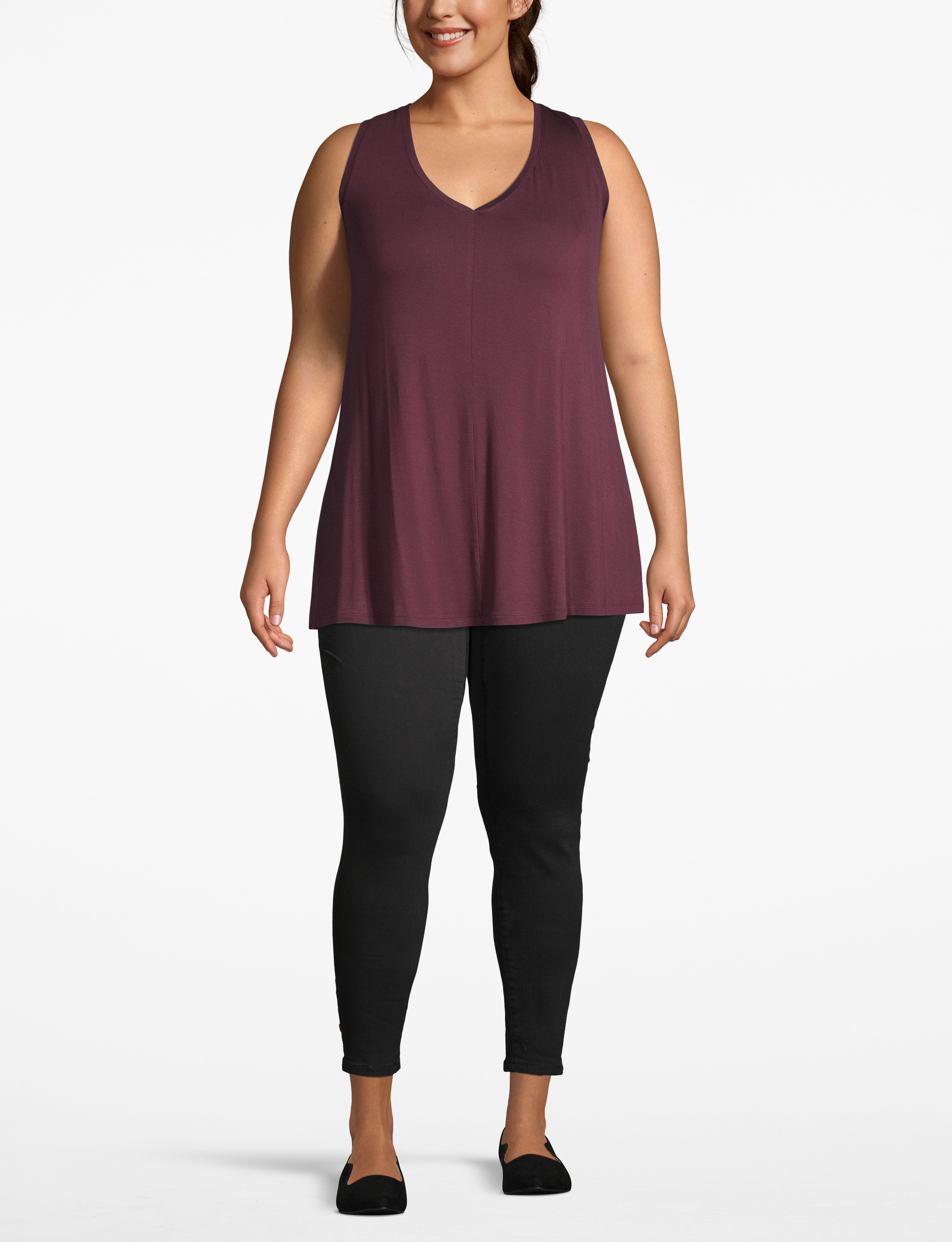 Sleeveless VNeck Swing Tank:PANTONE Winetasting:14/16 Product Image 3