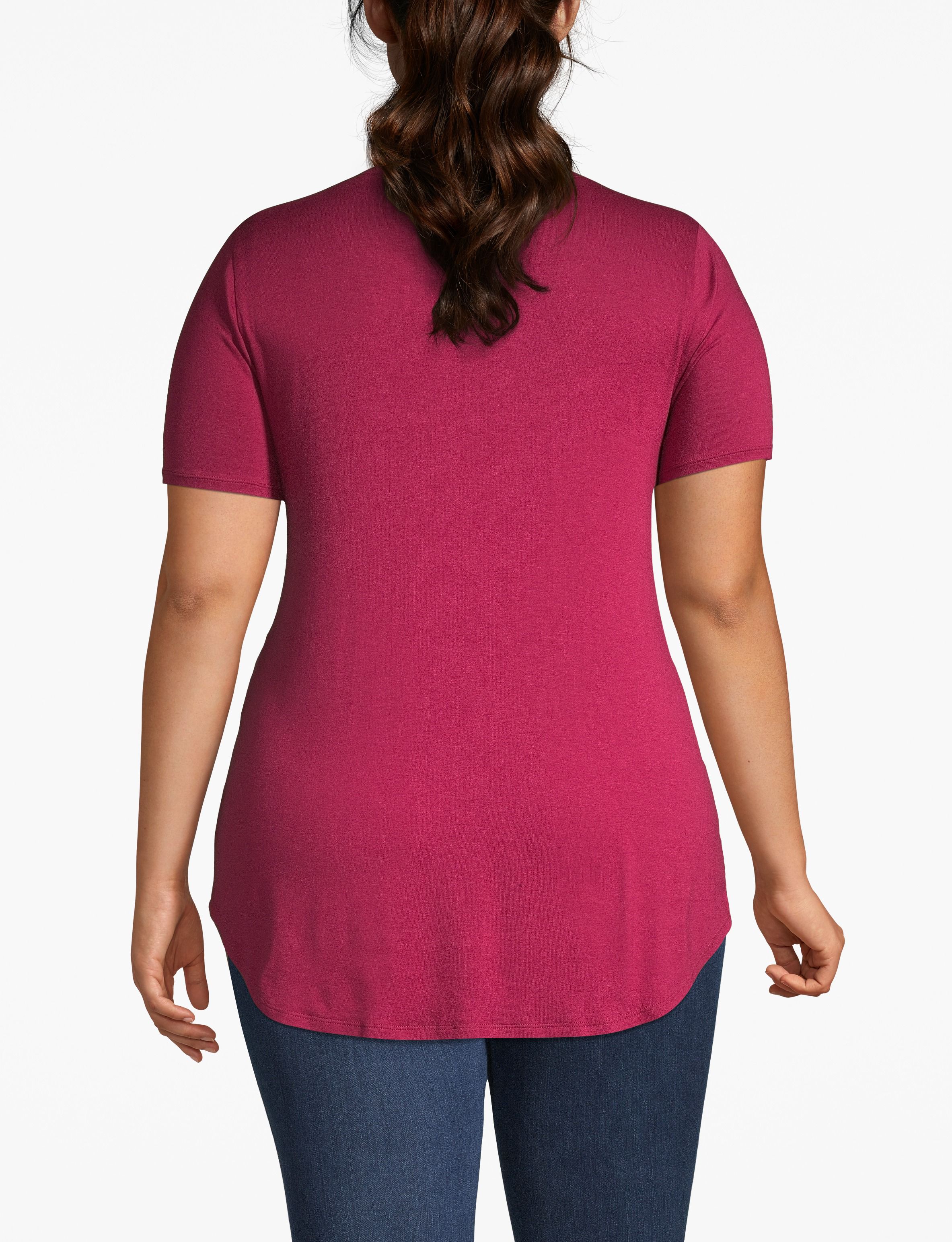 Short Sleeve Vneck Graphic Tee - Falling Leaves and Football Please&scaron;:PANTONE Beet Red:10/12 Product Image 2