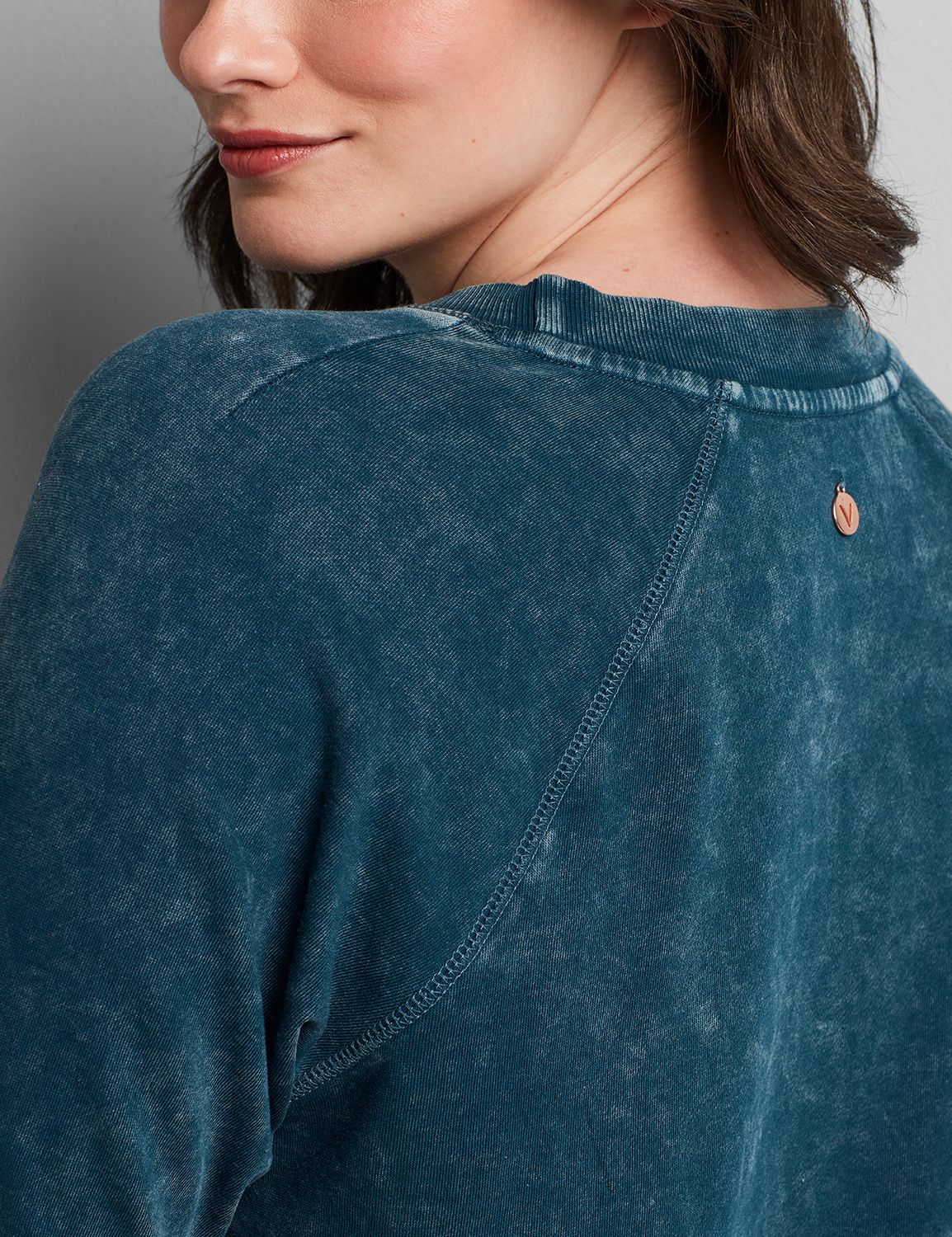 Long Sleeve Crew Neck Dye Effect Sweatshirt F 1116055:Moody Jade CSI 0503066:14/16 Product Image 4