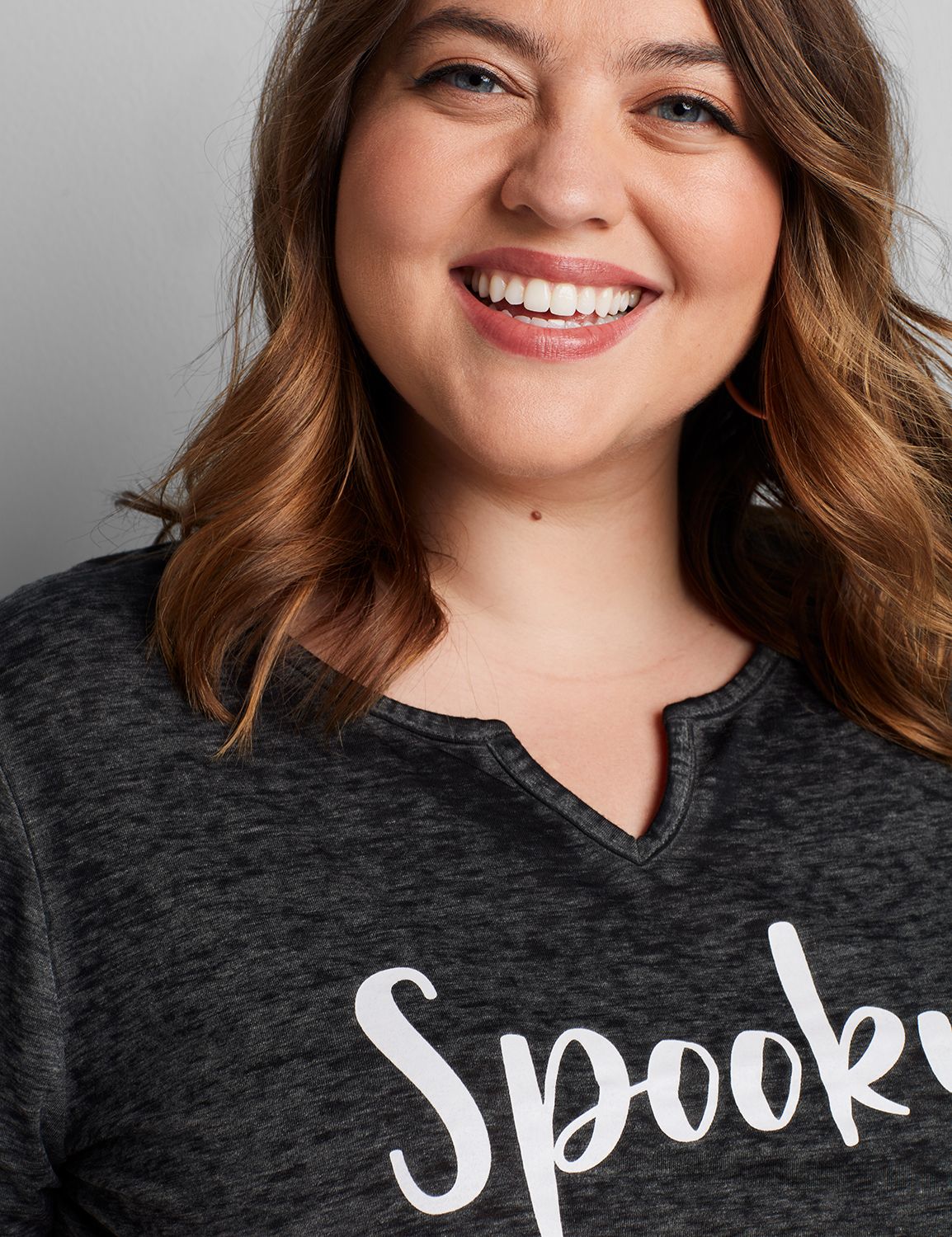 Short Sleeve Notch Neck Tee Graphic: Spooky 1114640:BCVCF07-161 Charcoal Heather:10/12 Product Image 4