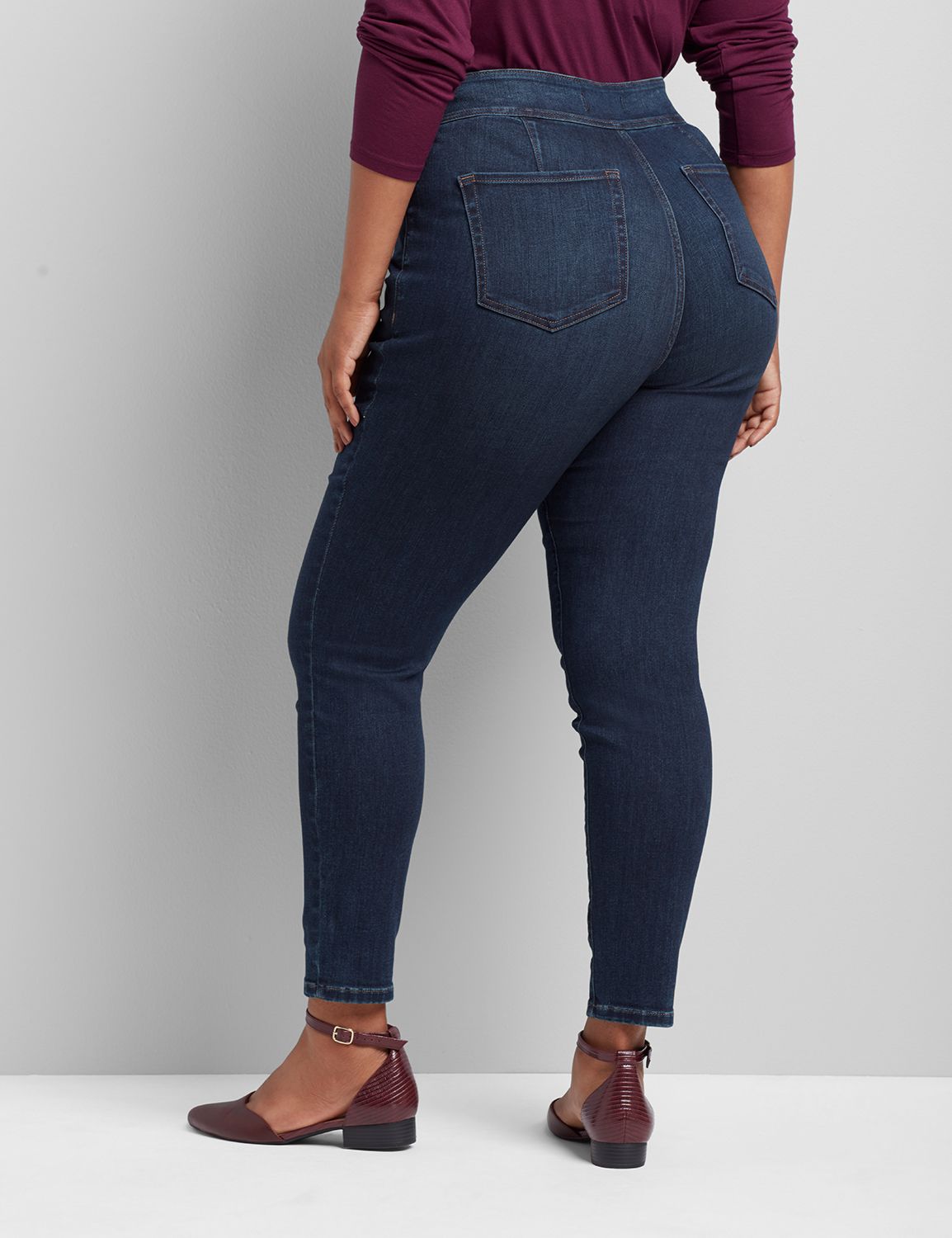 Plus Size Pull-On Denim Jegging - Black