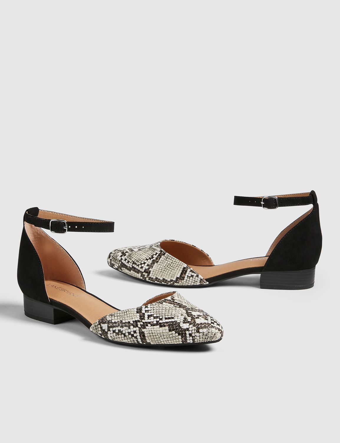 Snake 2PC Flat with Ankle Strap:White:10W Product Image 1