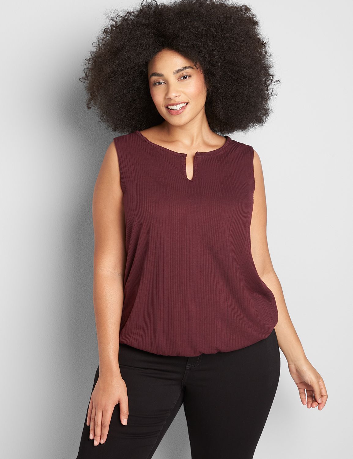 Notch-Neck Ribbed Tank Product Image 1