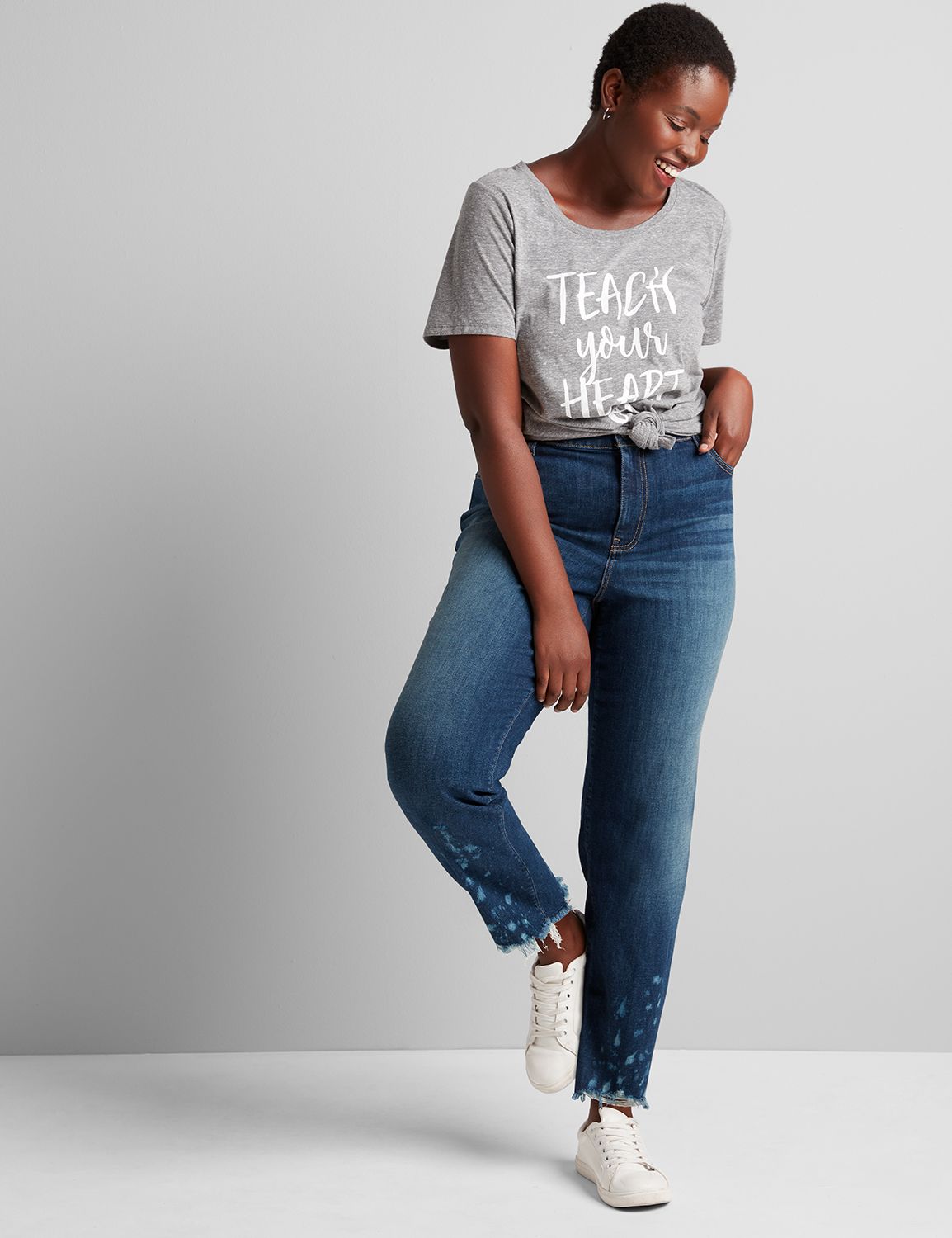 SIGNATURE HIGH RISE GIRLFRIEND STRAIGHT- CONCORDE WASH 1114280:Dark Denim:12 Product Image 3