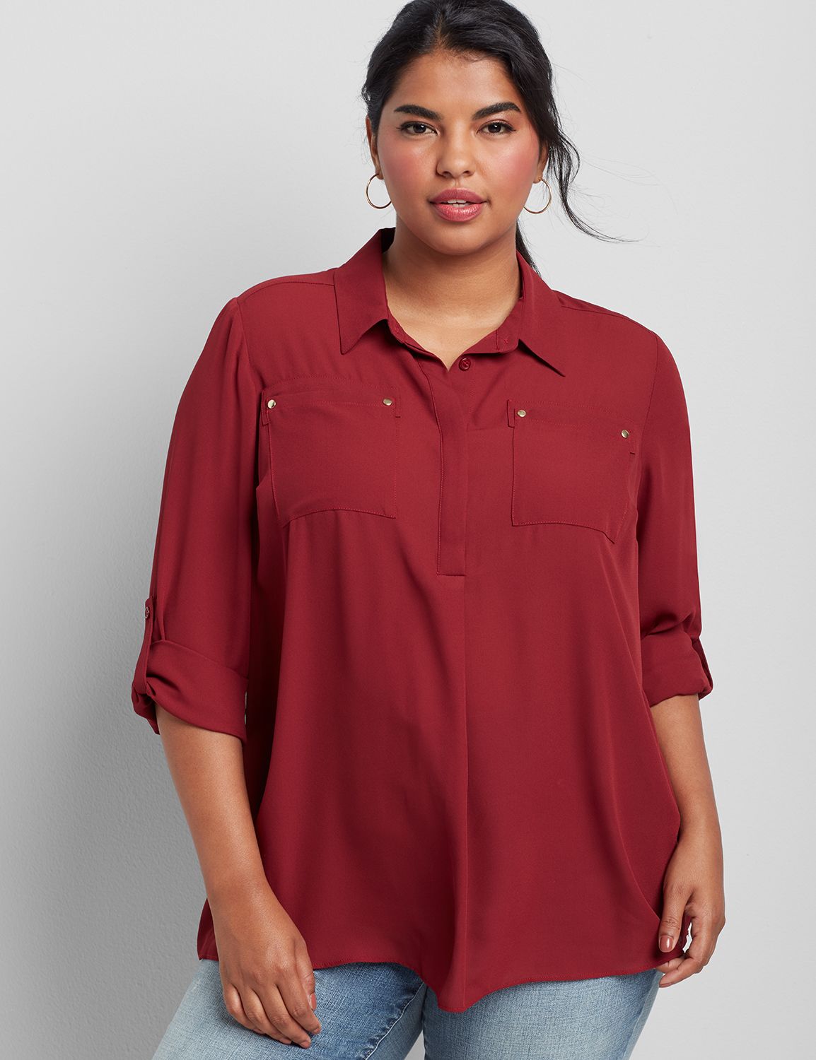 plus size red dressy tops