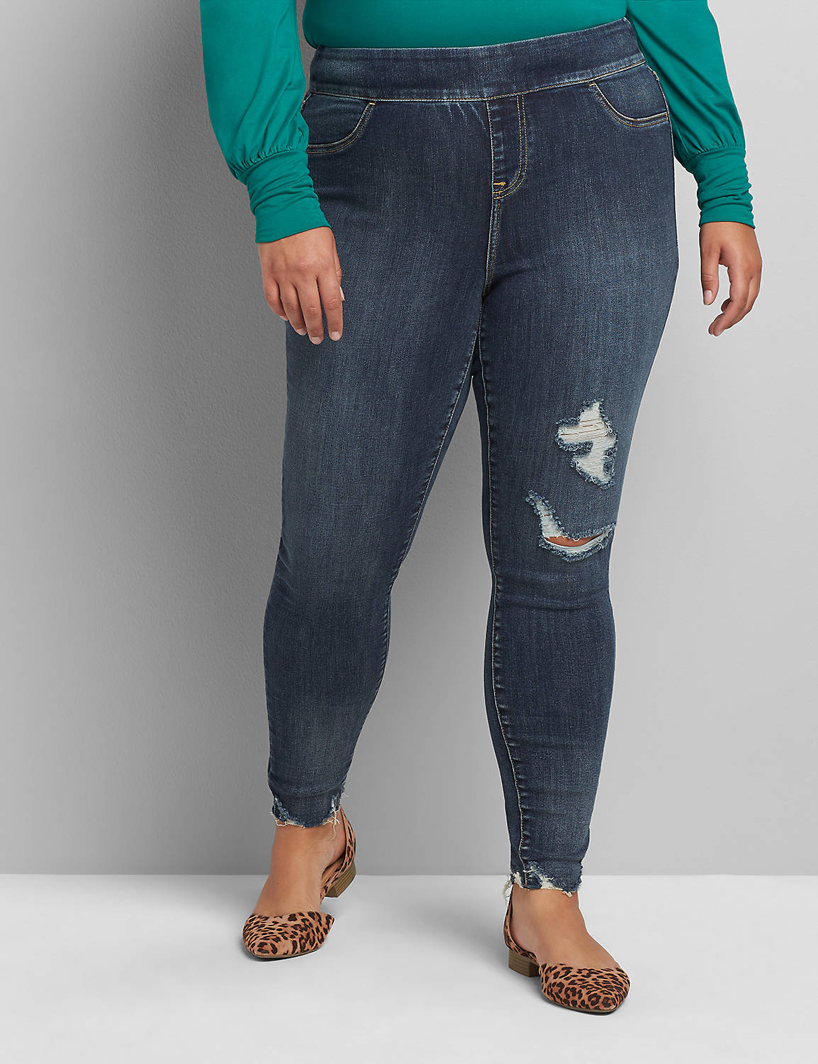 High-Rise Pull-On Jegging - Ripped Dark Wash Product Image 1