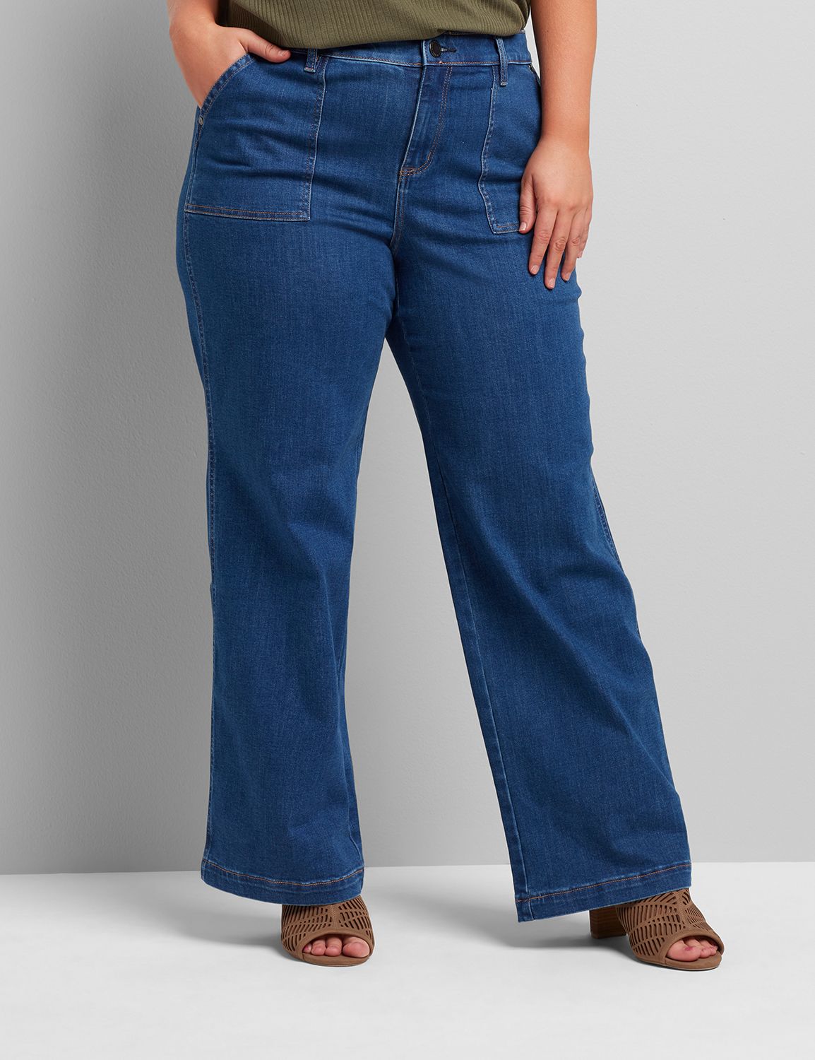 plus size wide leg trouser jeans