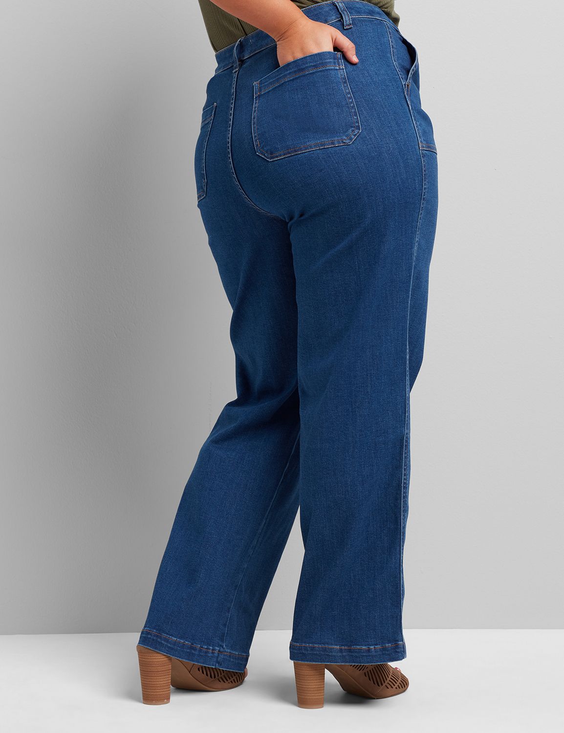 SIGNATURE FIT WIDE LEG - DARK WASH PATCH POCKET 1116405:Dark