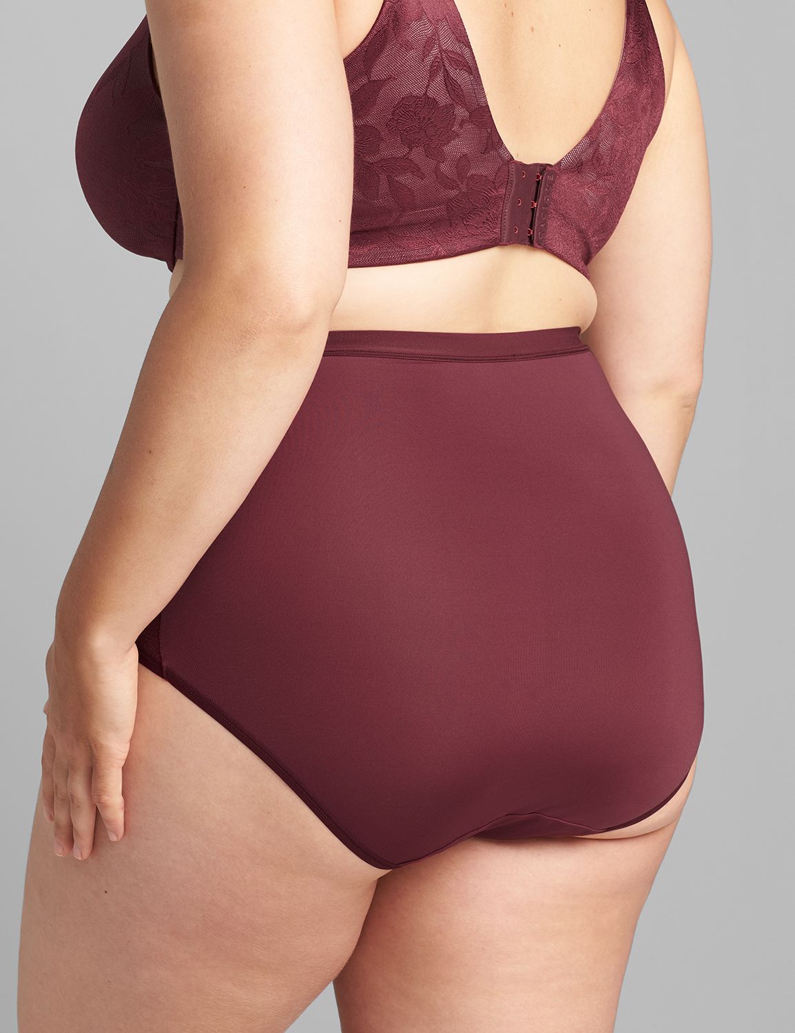 No-Show High-Waist Brief Panty With Lace | LaneBryant
