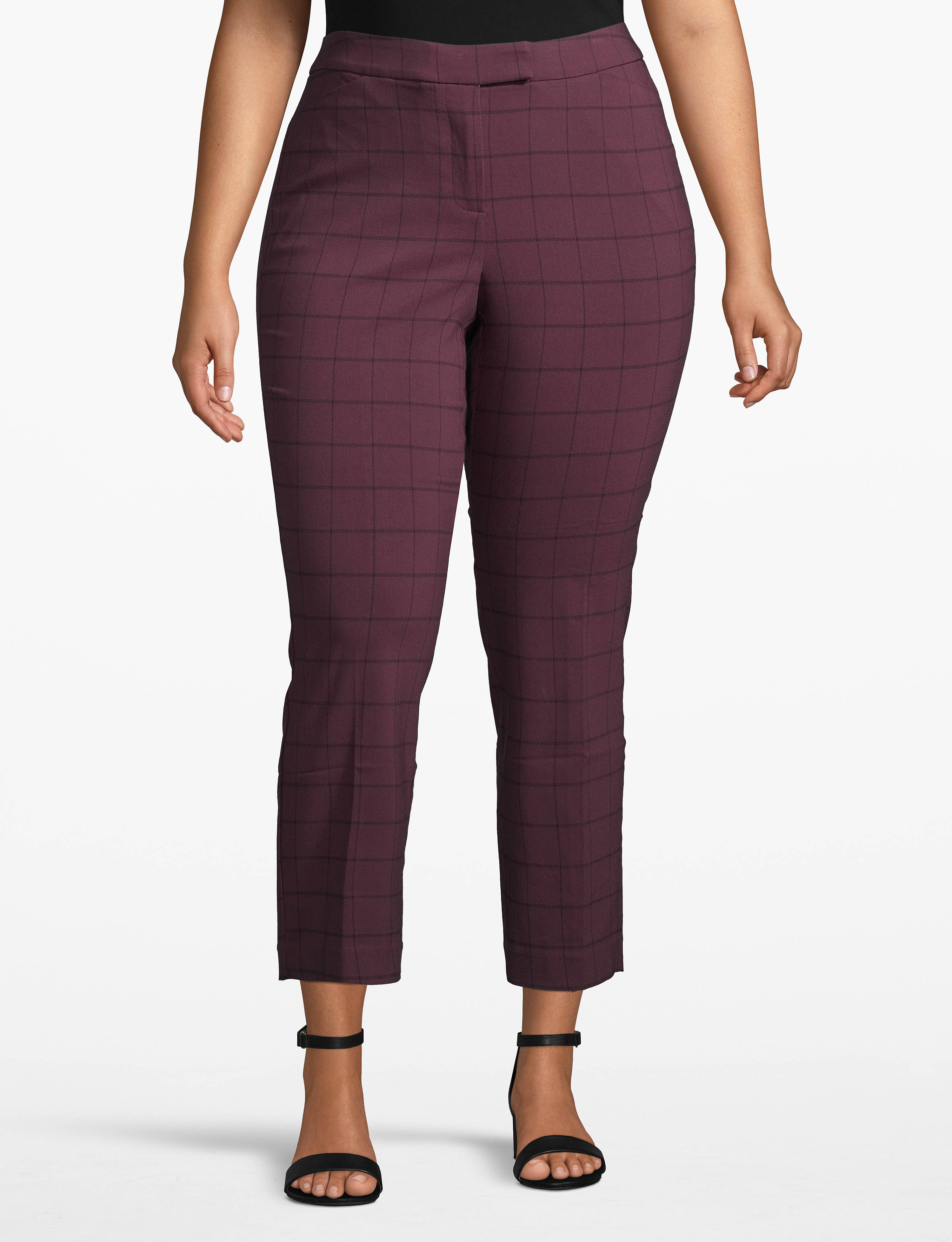 Ankle Pant (solid and printed):LBF20077_Windowpane_colorway3:14 Product Image 1