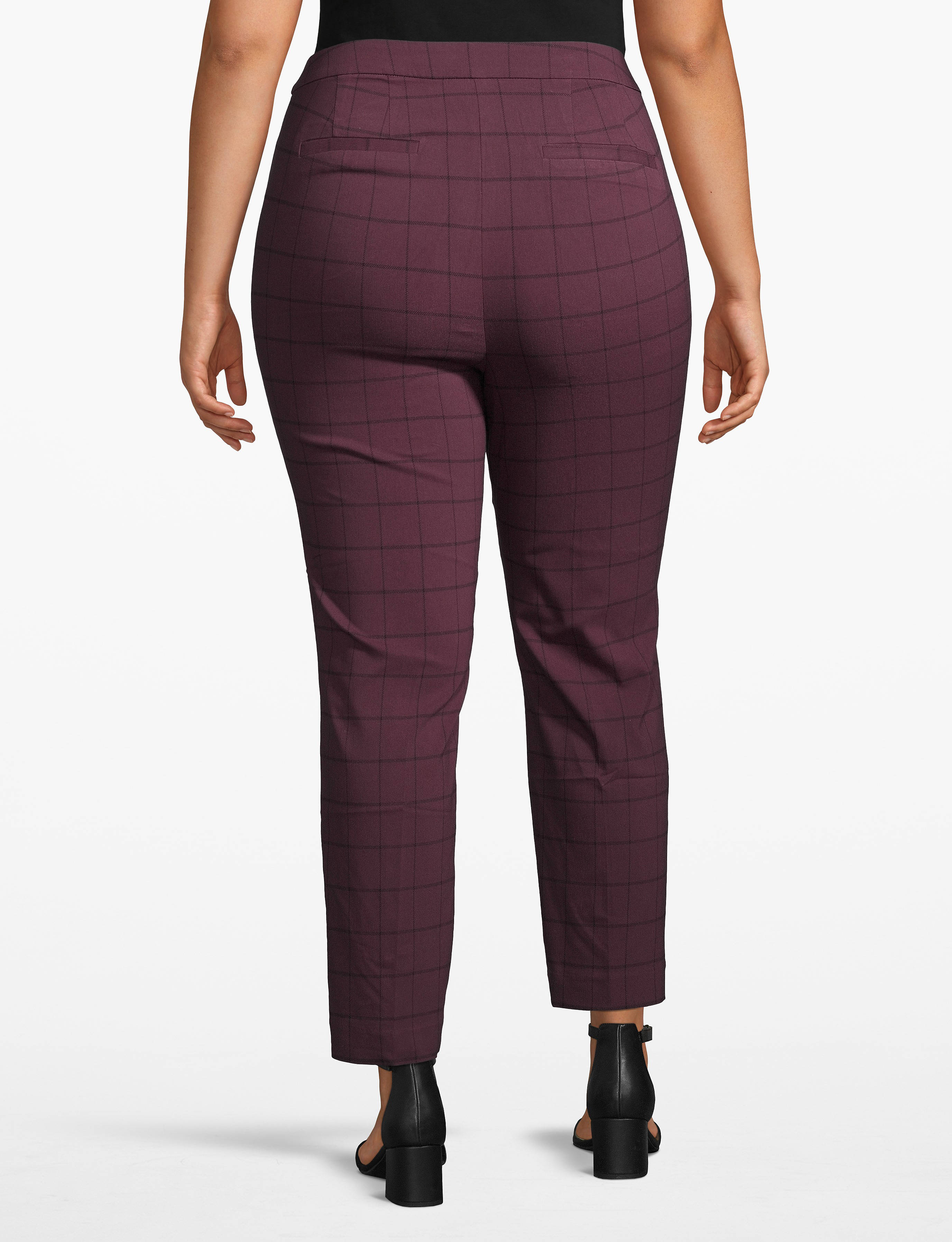Ankle Pant (solid and printed):LBF20077_Windowpane_colorway3:14 Product Image 2