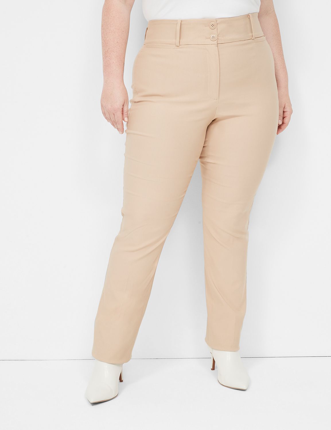 Khaki trouser women - Plus size - Straight leg 2 back pockets - Belore Slims