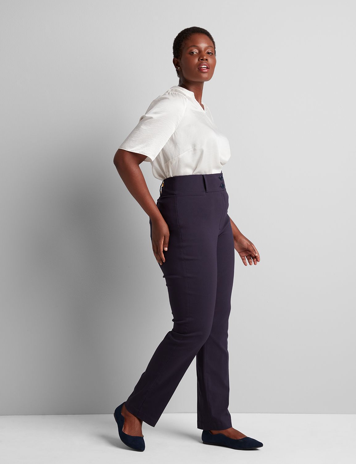 Betabrand Dress Pant Yoga Pants Classic Straight Leg Stretch Navy