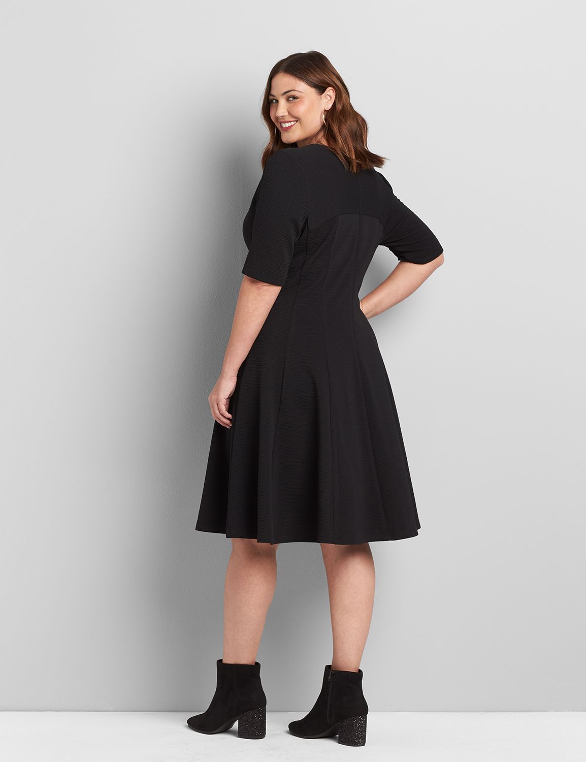 green emerald velvet dress Indigo Cotton Denim V-Neck Fit and Flare Midi Dress 38