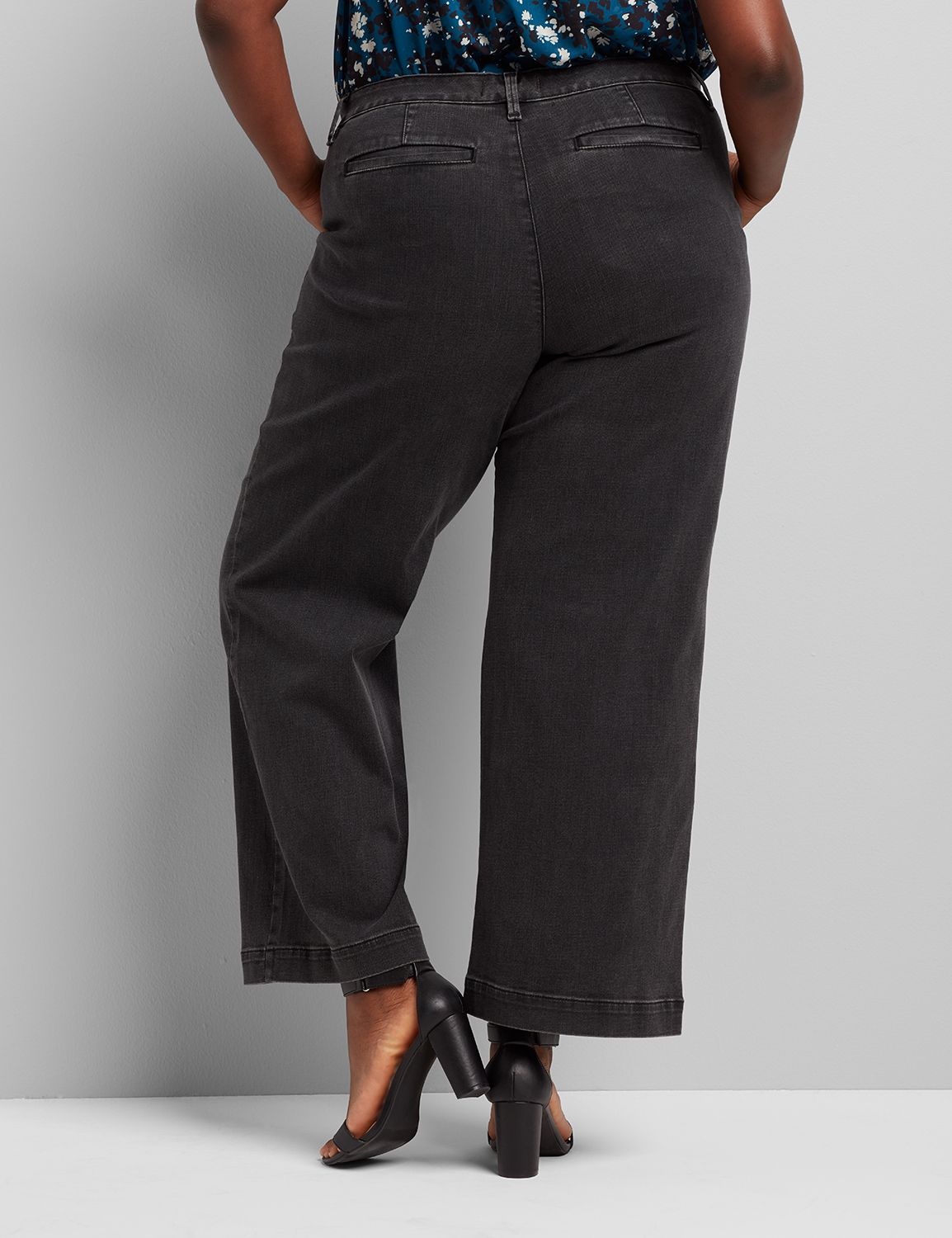 SIGNATURE HIGH RISE TROUSER - BLACK 1116200:BLACK DENIM:24 Product Image 2