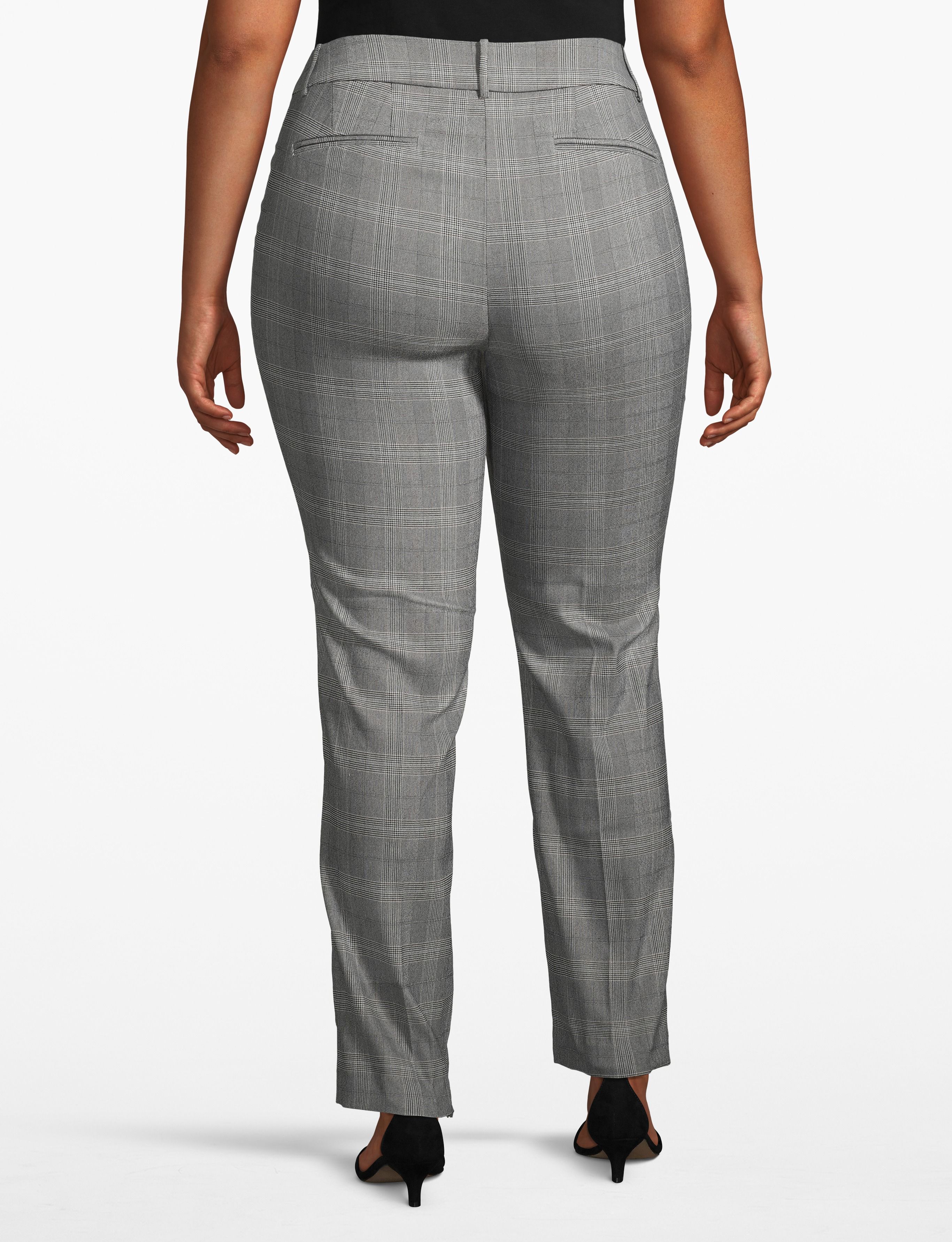 Madison Mid-Rise No Gap Straight Leg Pant 1116028 [Copy of 1114377] Outlet:Black/ Burgundy Glenplaid- As Hanger (LBO):16 Product Image 2