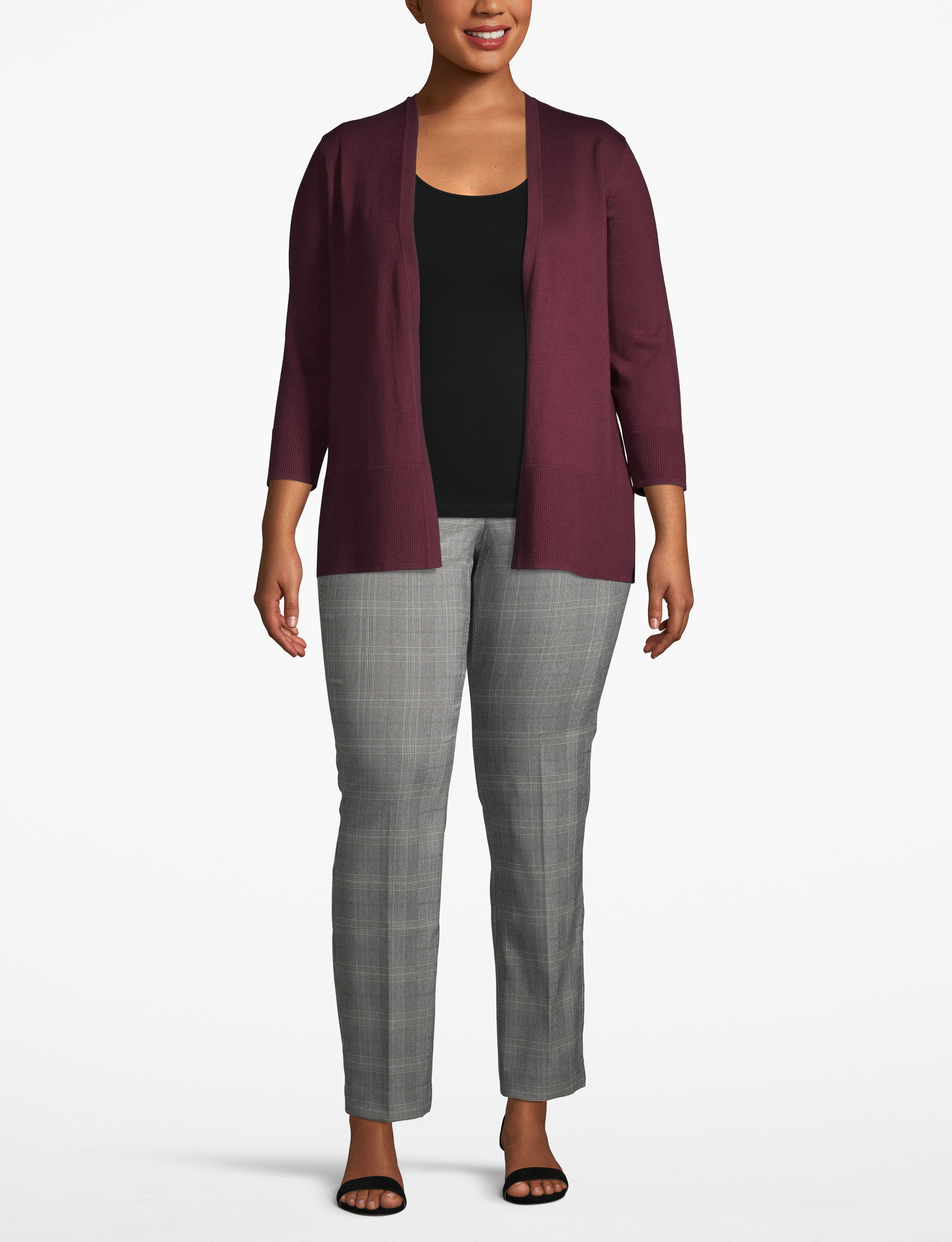 Madison Mid-Rise No Gap Straight Leg Pant 1116028 [Copy of 1114377] Outlet:Black/ Burgundy Glenplaid- As Hanger (LBO):16 Product Image 3