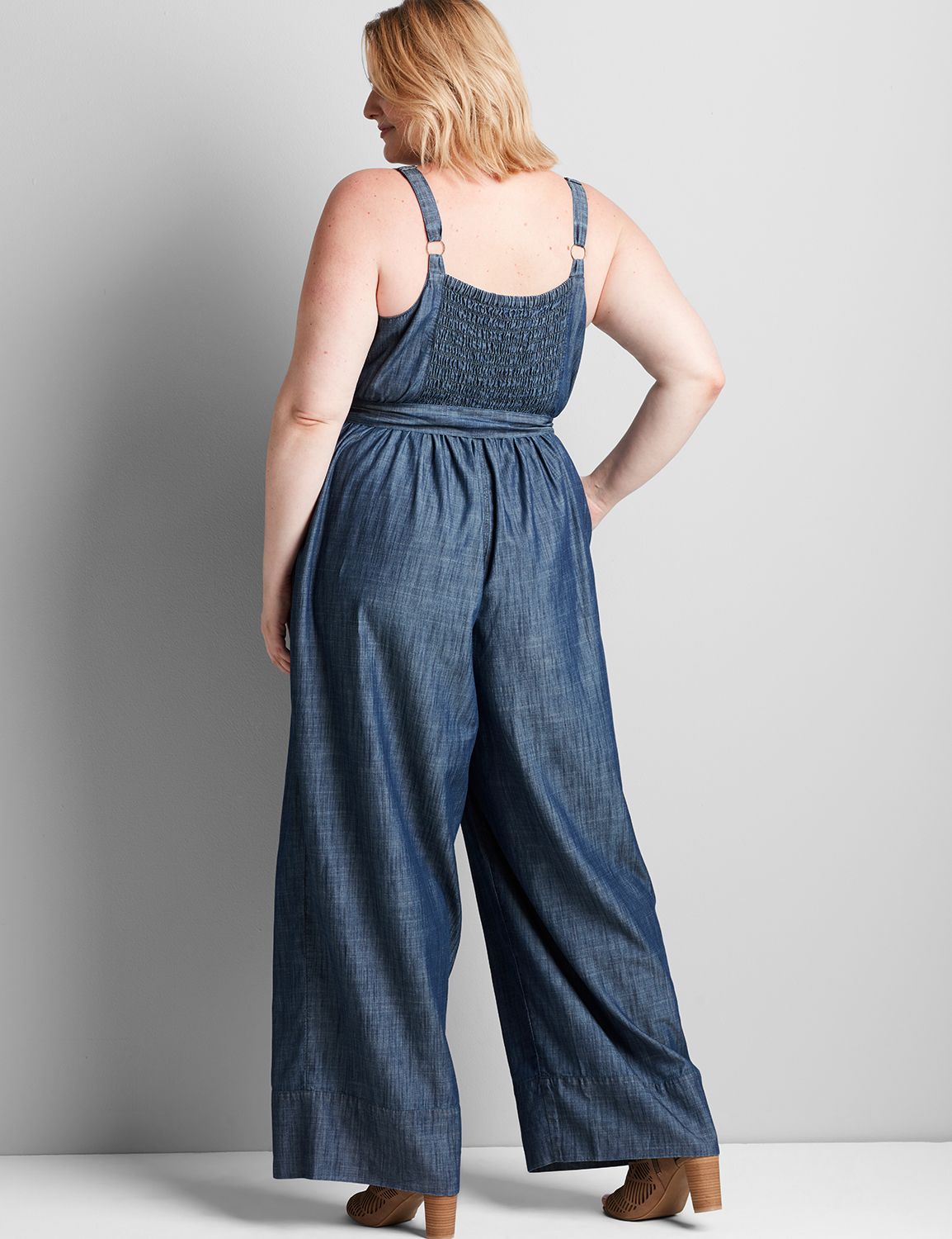 lane bryant denim jumpsuit