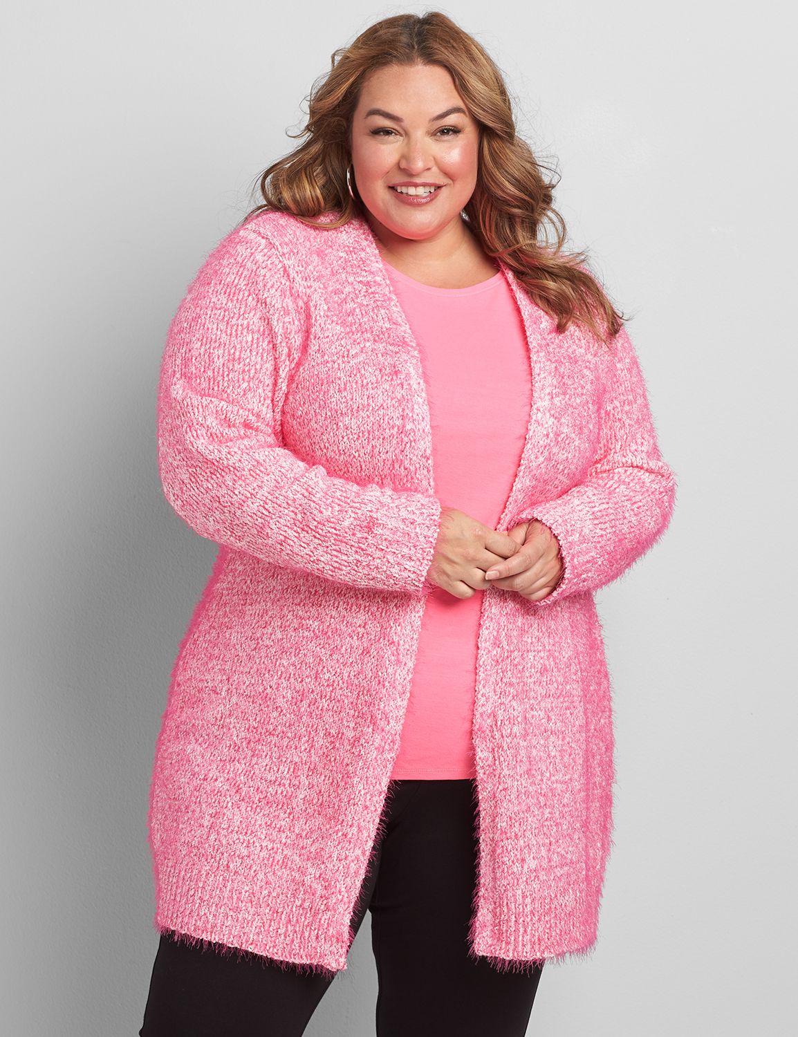 plus size pink cardigan sweater