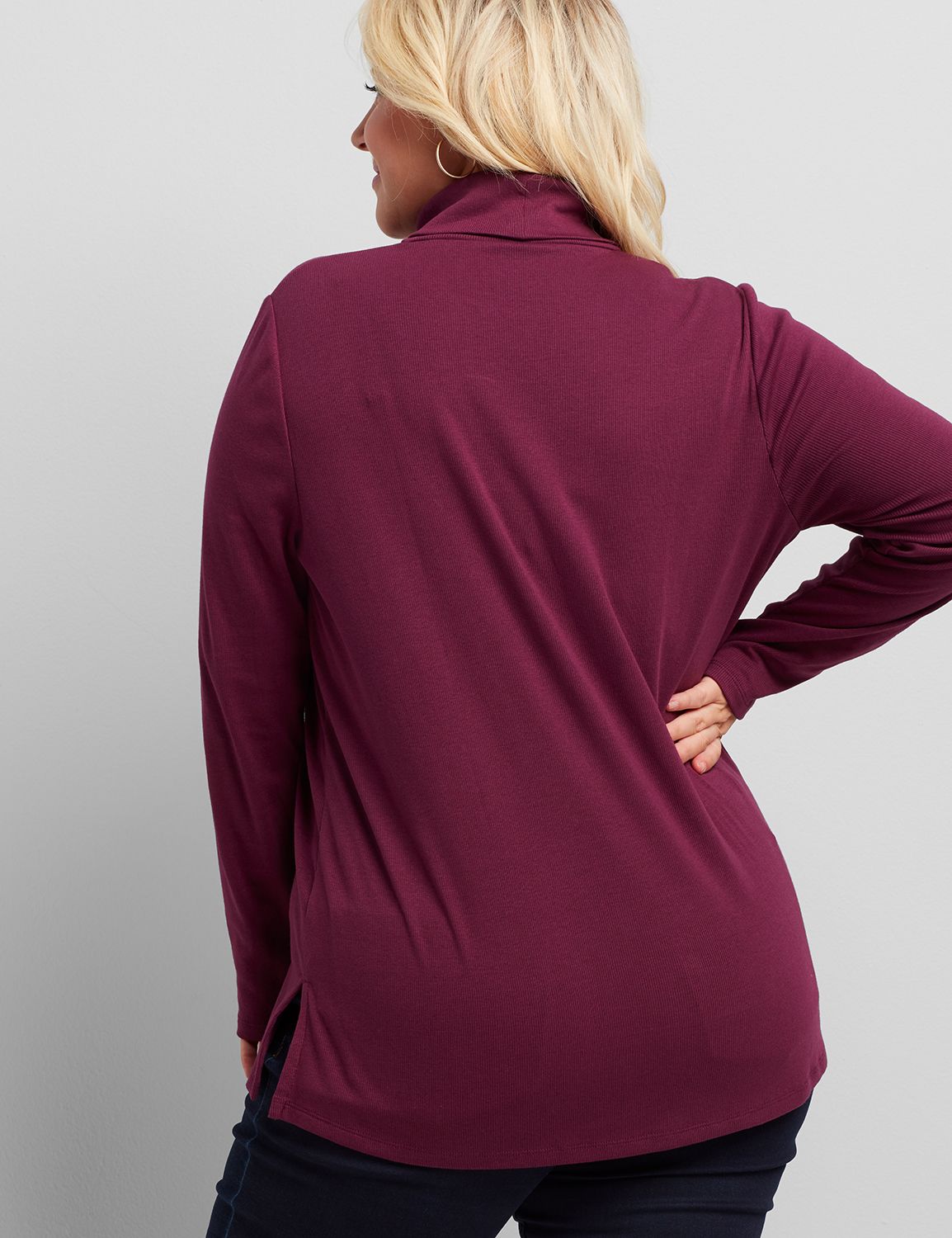 Long Sleeve Turtle Neck 2x2 Rib Tunic 1114798:PANTONE Pickled Beet:18/20 Product Image 2