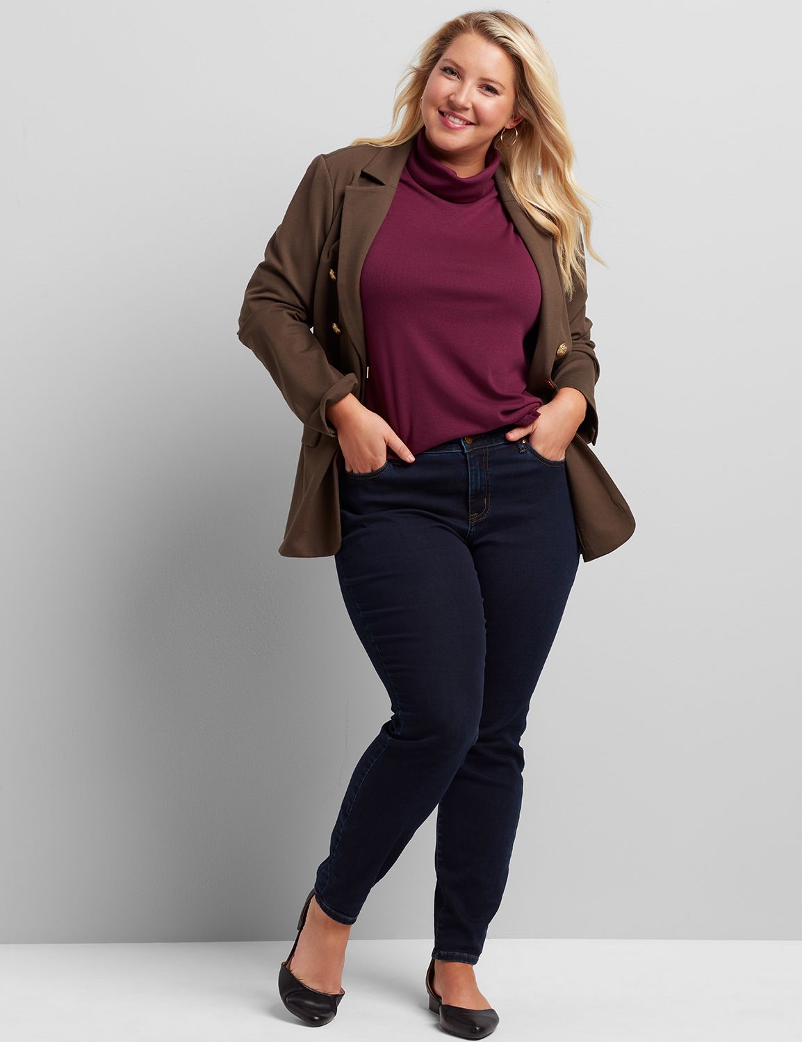 Long Sleeve Turtle Neck 2x2 Rib Tunic 1114798:PANTONE Pickled Beet:18/20 Product Image 3