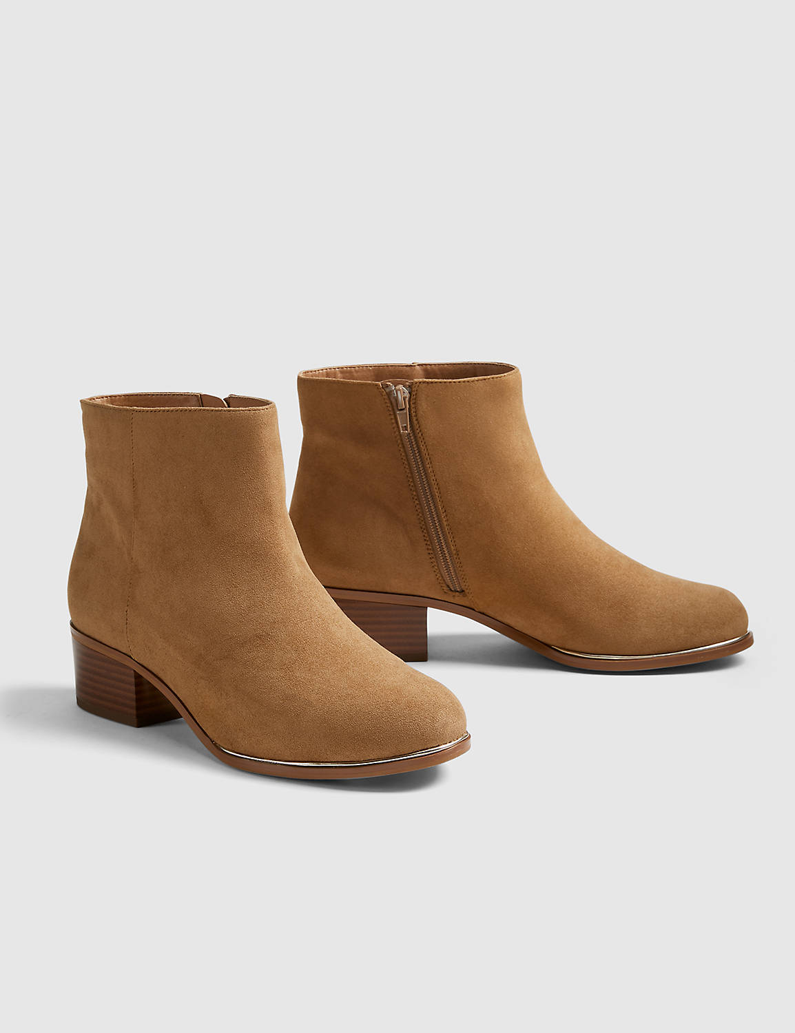 Taupe Suede Ankle Bootie with Rand:Taupe:12W Product Image 1