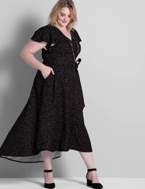Lena Flutter Short Sleeve Vneck Midi Dress - 1118189 YR:LBF20263_DitsyCosmos_colorway1:12 image number 0