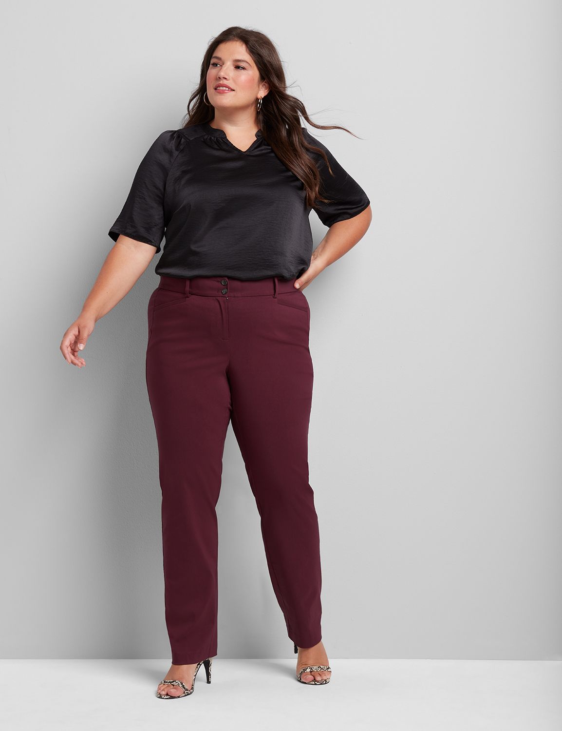 Outlet Madison Mid-Rise No Gap Straight Leg Pant 1116029 [Copy of 1114377]:PANTONE Winetasting:26 Product Image 3