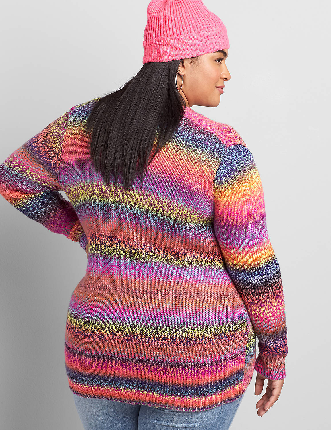 Long Sleeve Clean Front Overpiece in Rainbow Spacedye 1118019:Multi:14/16 Product Image 2