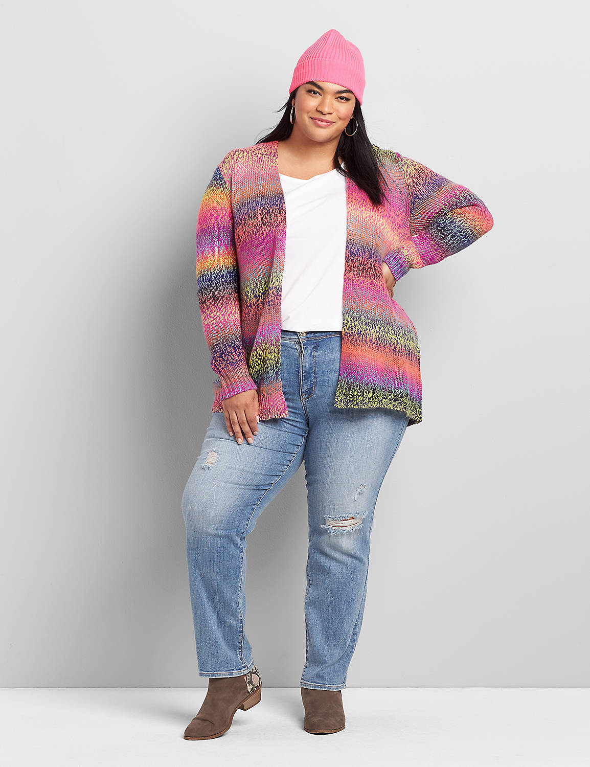 Long Sleeve Clean Front Overpiece in Rainbow Spacedye 1118019:Multi:14/16 Product Image 3