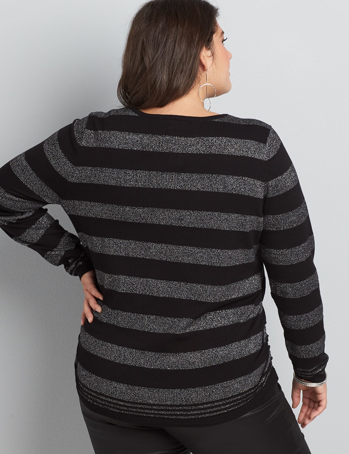 Long Sleeve Boatneck Pullover with Stripes 1118027:Pitch Black LB 1000322:22/24 Product Image 2