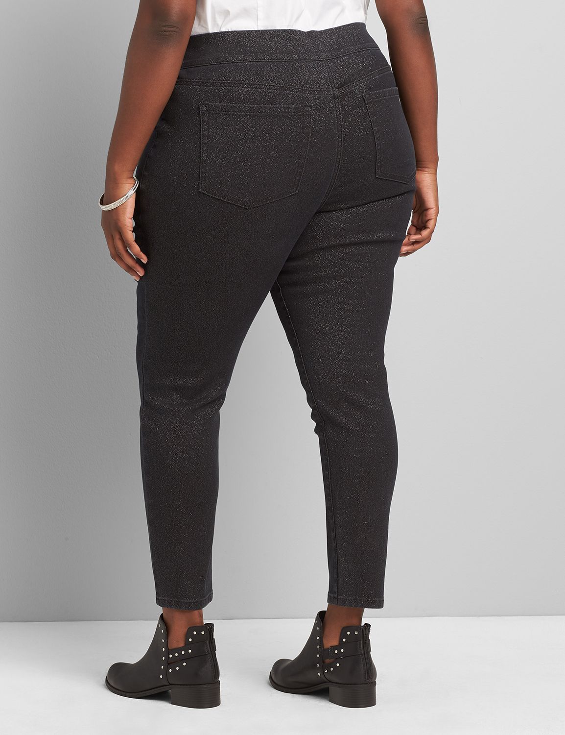 SIGNATURE HIGH RISE PULL ON JEGGING - BLACK SPARKLE 1116836:BLACK DENIM:26 Product Image 2