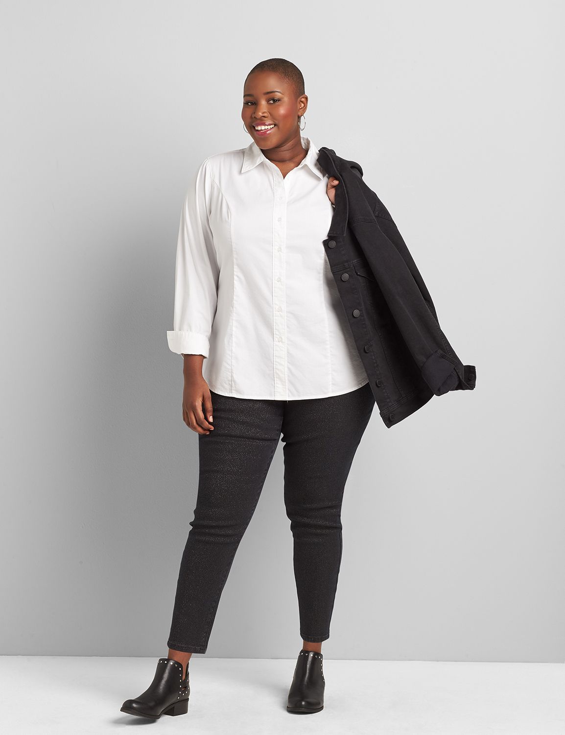 SIGNATURE HIGH RISE PULL ON JEGGING - BLACK SPARKLE 1116836:BLACK DENIM:26 Product Image 3
