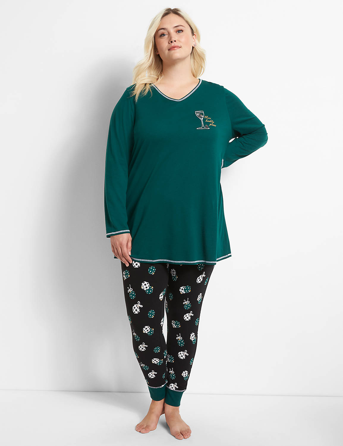 Lane Bryant Cacique Women's plus Cropped Sleep Jogger Teal Snowflakes 26/28 NEW