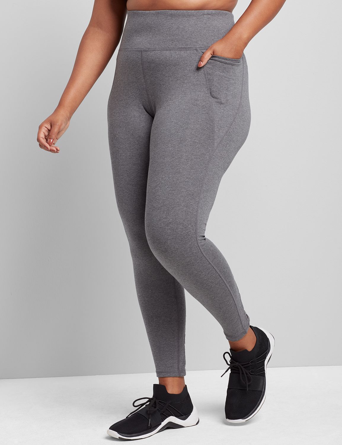 Criss Cross Back Hem Signature Stretch 7/8 Legging F 1114695:B50 medium heather gray:10/12 Product Image 1