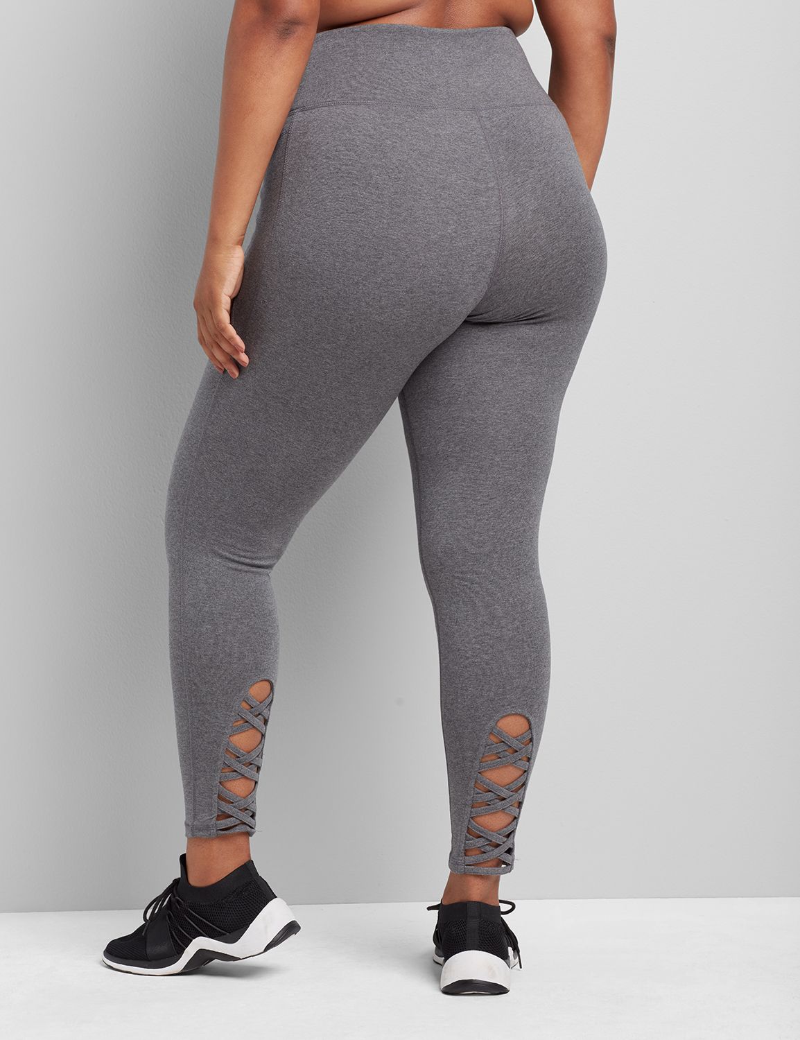 Criss Cross Back Hem Signature Stretch 7/8 Legging F 1114695:B50 medium heather gray:10/12 Product Image 2