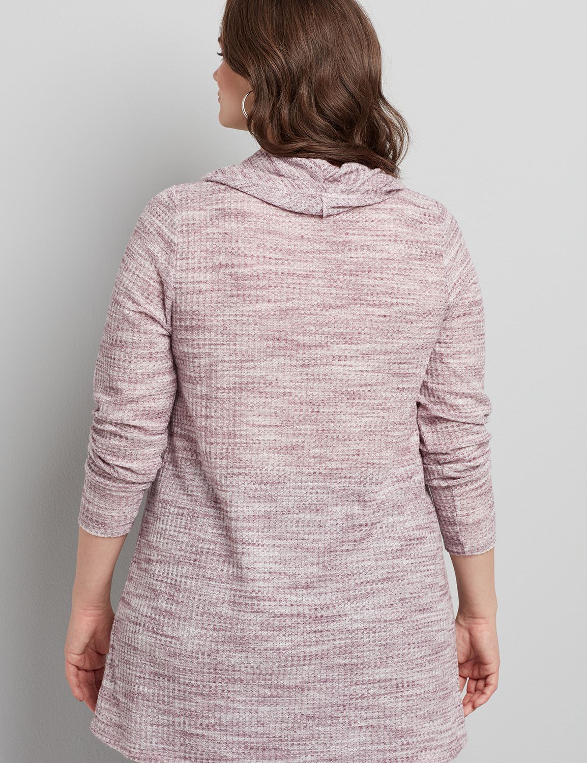 Long Sleeve Cowl Neck Waffle Swing Tee 1116067:Mysterious Purple 51-0004-19:26/28 Product Image 2