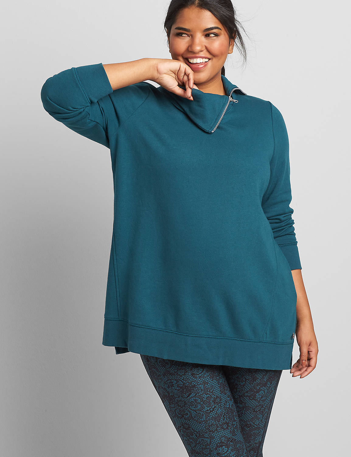 LongSleeve Split Neck French Terry Product Image 1