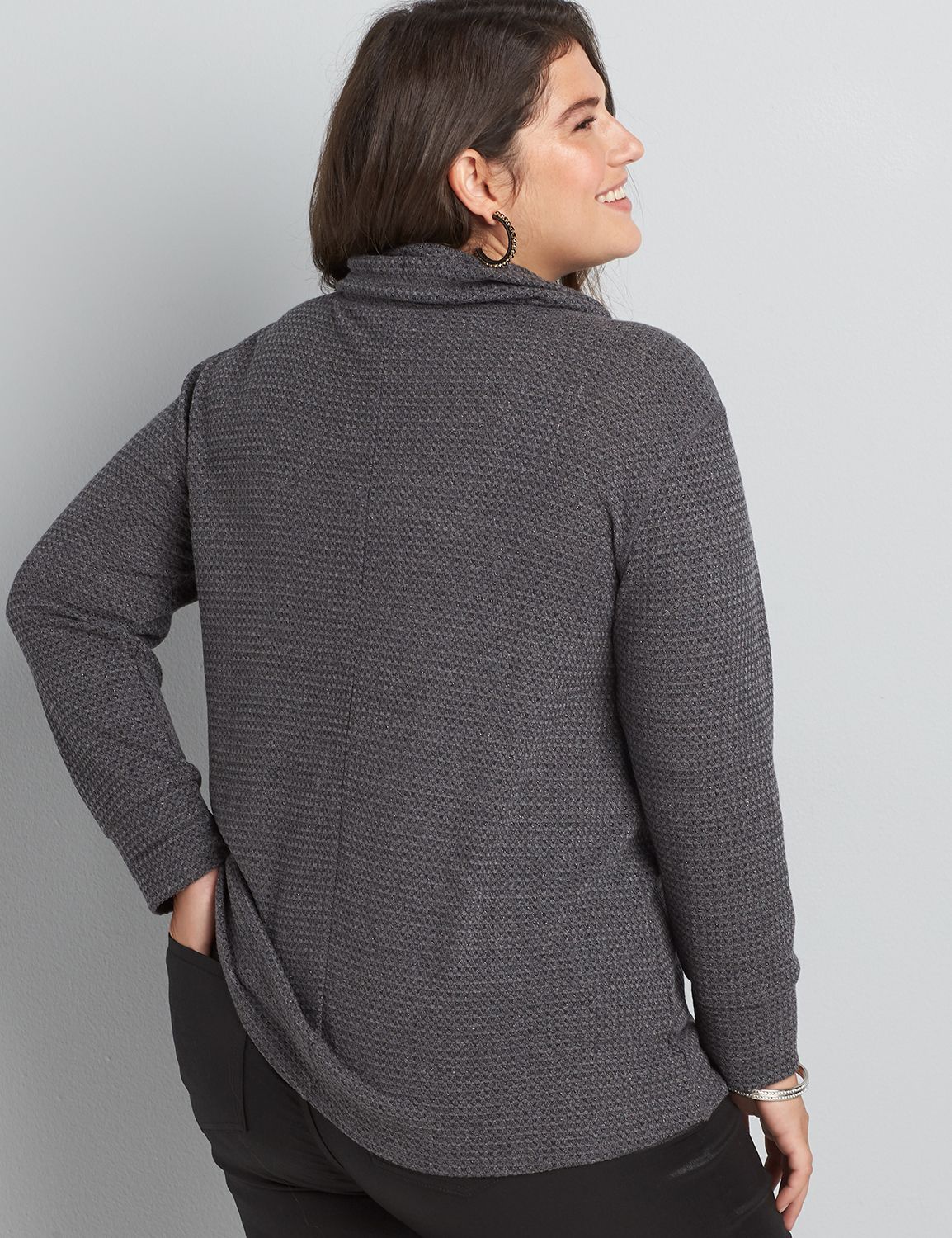 Long Sleeve Cowl Wool Knit Top main image 1