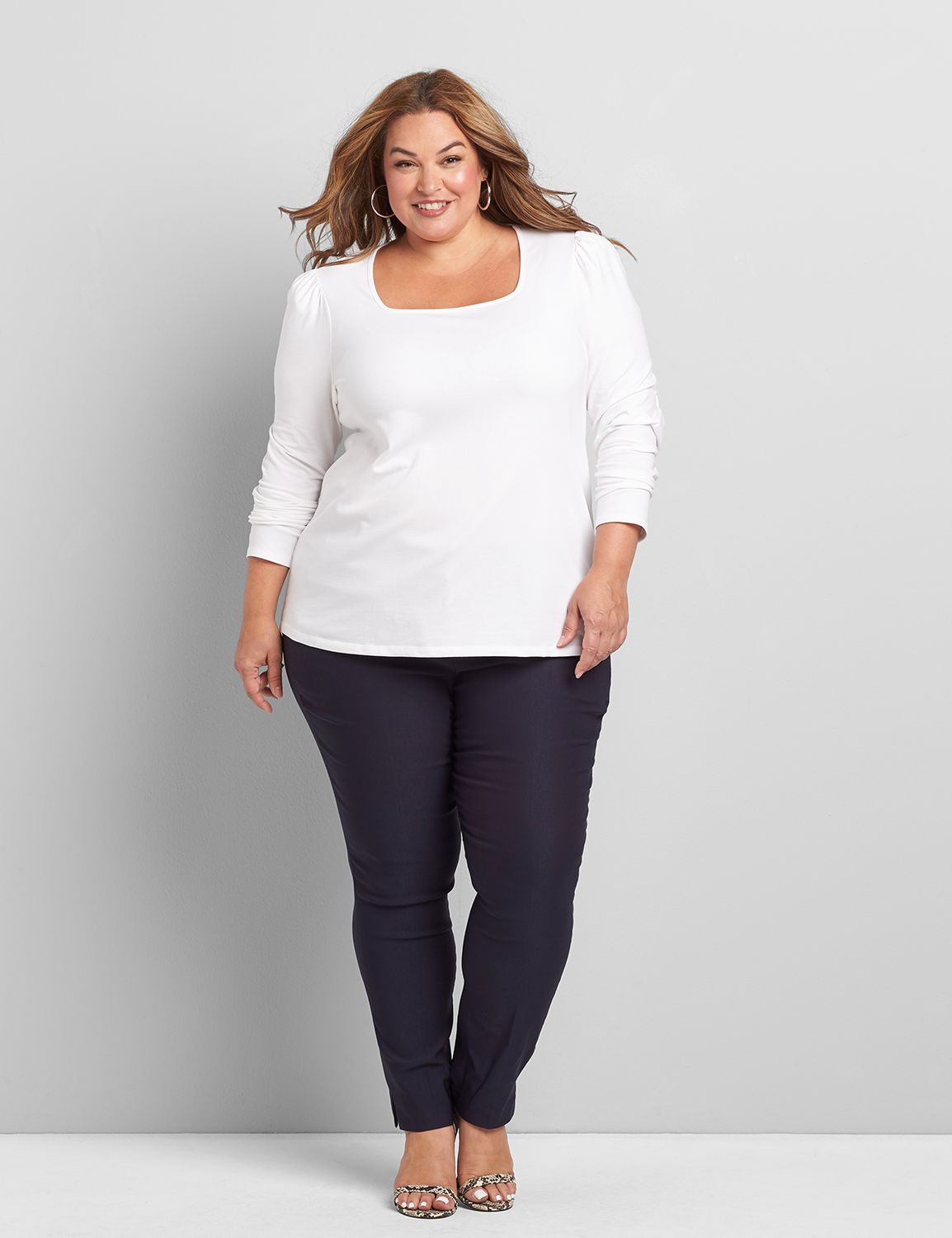 Long Sleeve Square Neck Tee 1117420:White 2008:18/20 Product Image 3